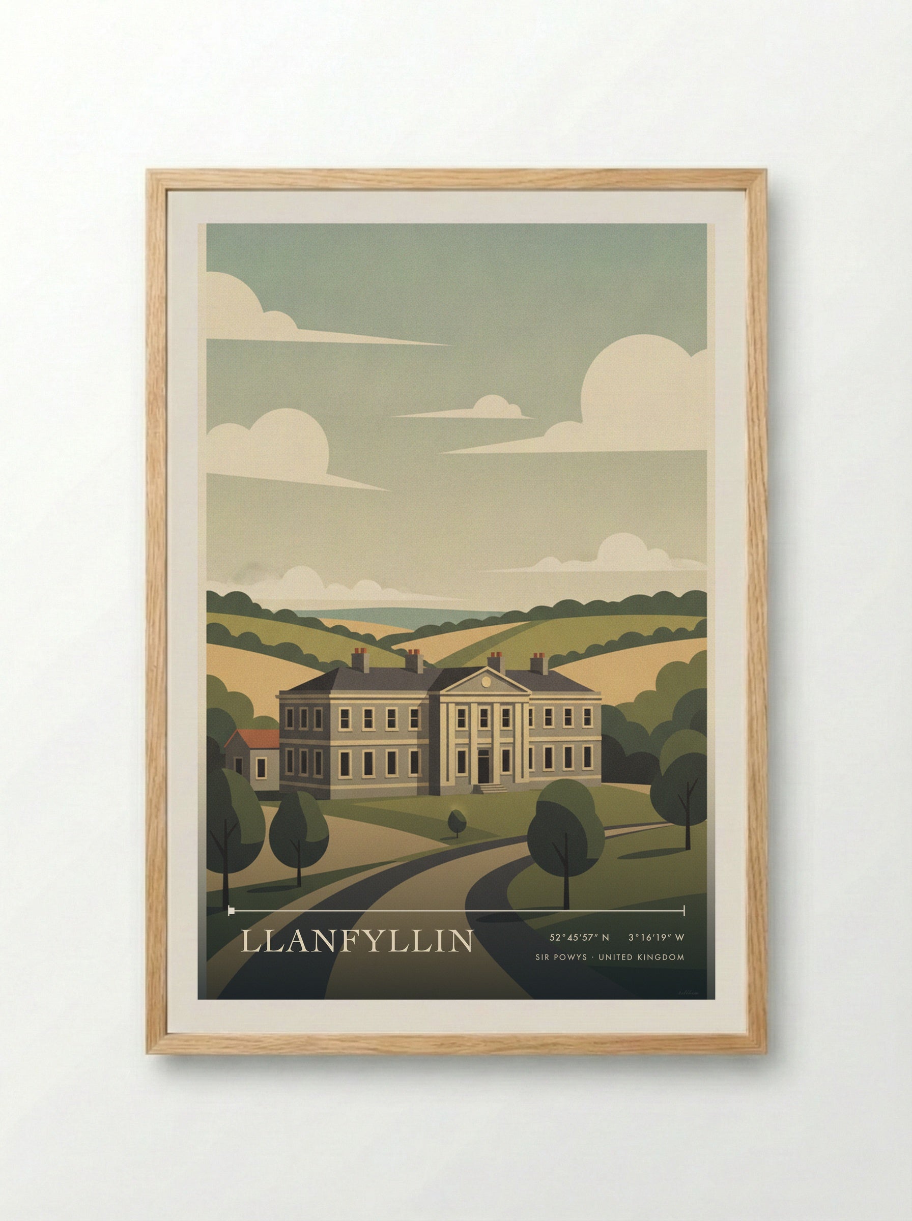 Llanfyllin Sir Powys United Kingdom Travel Poster - Framed Print Wood