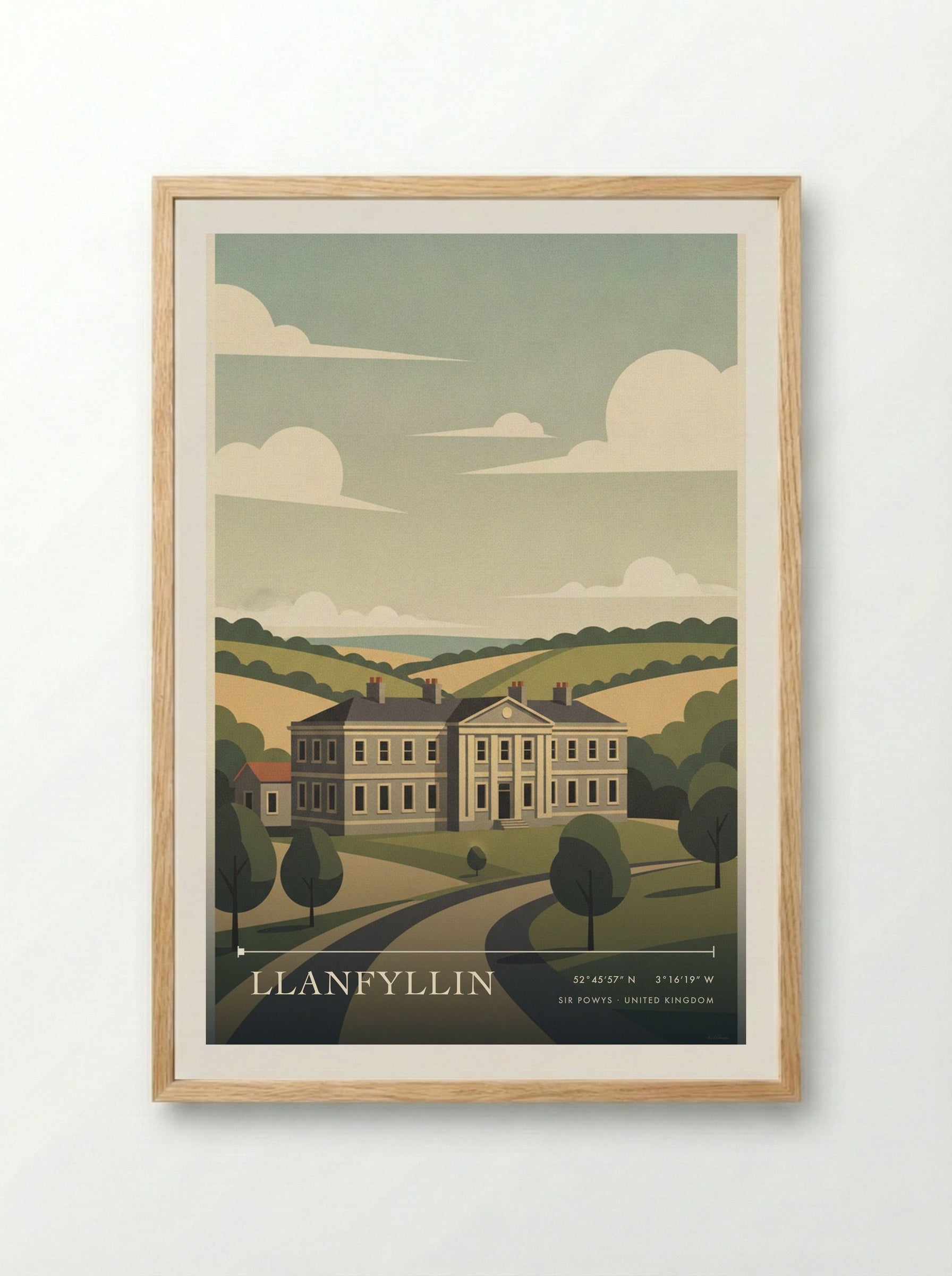 Llanfyllin Sir Powys United Kingdom Travel Poster - Framed Print Wood