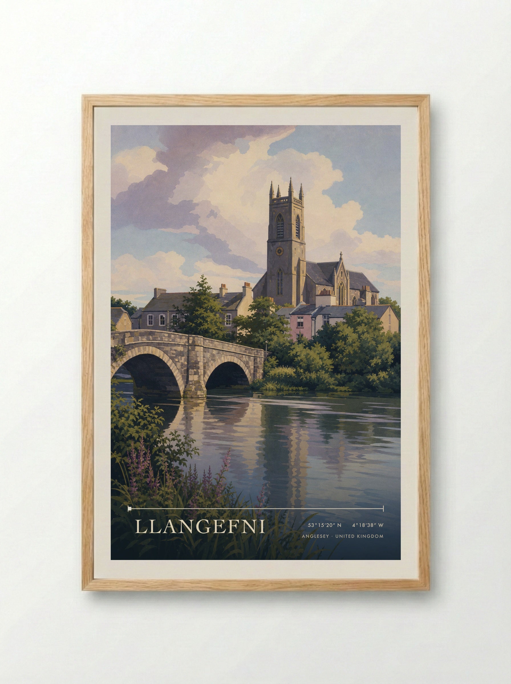 Llangefni Anglesey United Kingdom Travel Poster - Framed Print Wood
