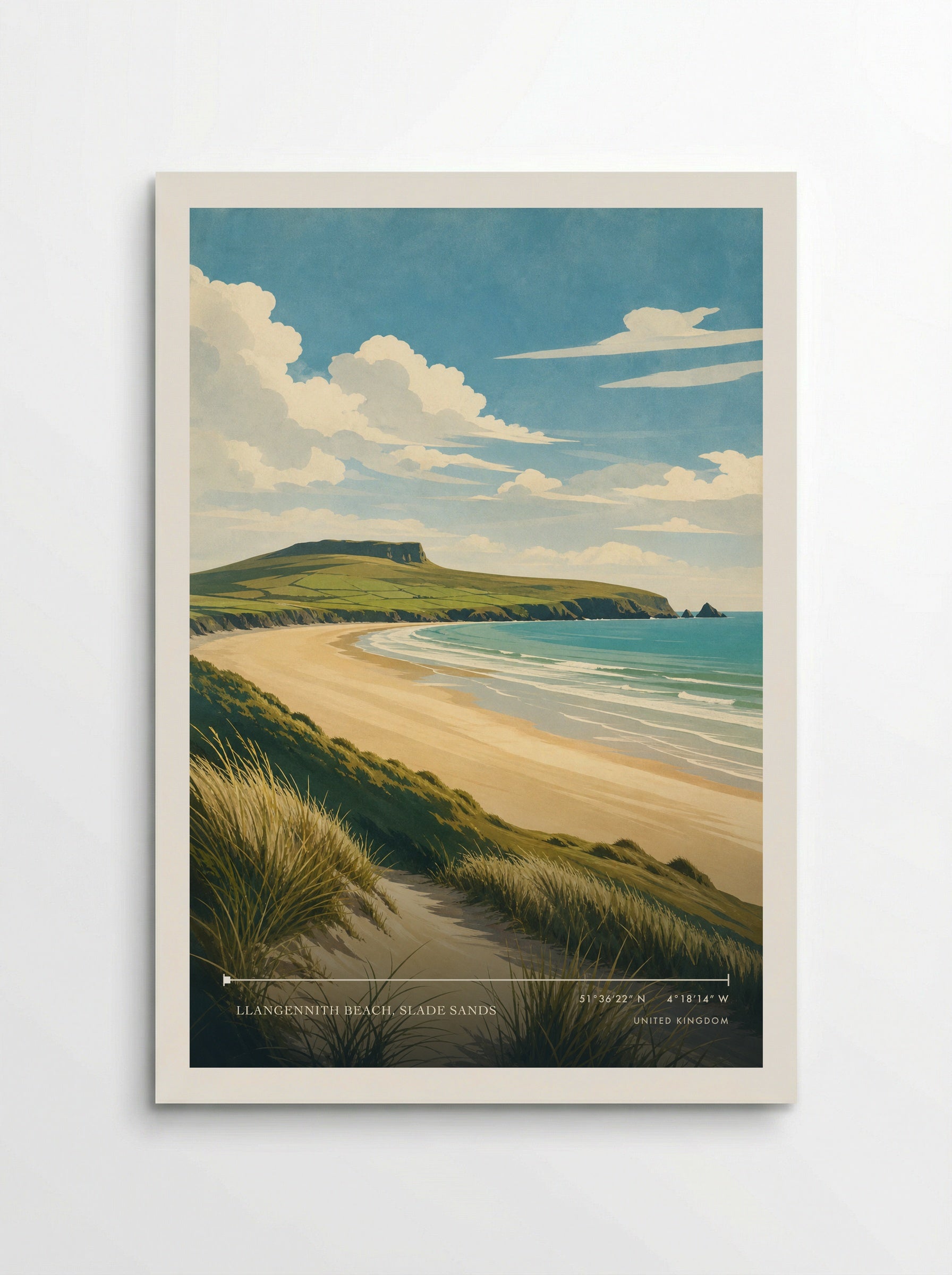 Llangennith Beach, Slade Sands United Kingdom Travel Poster - Poster