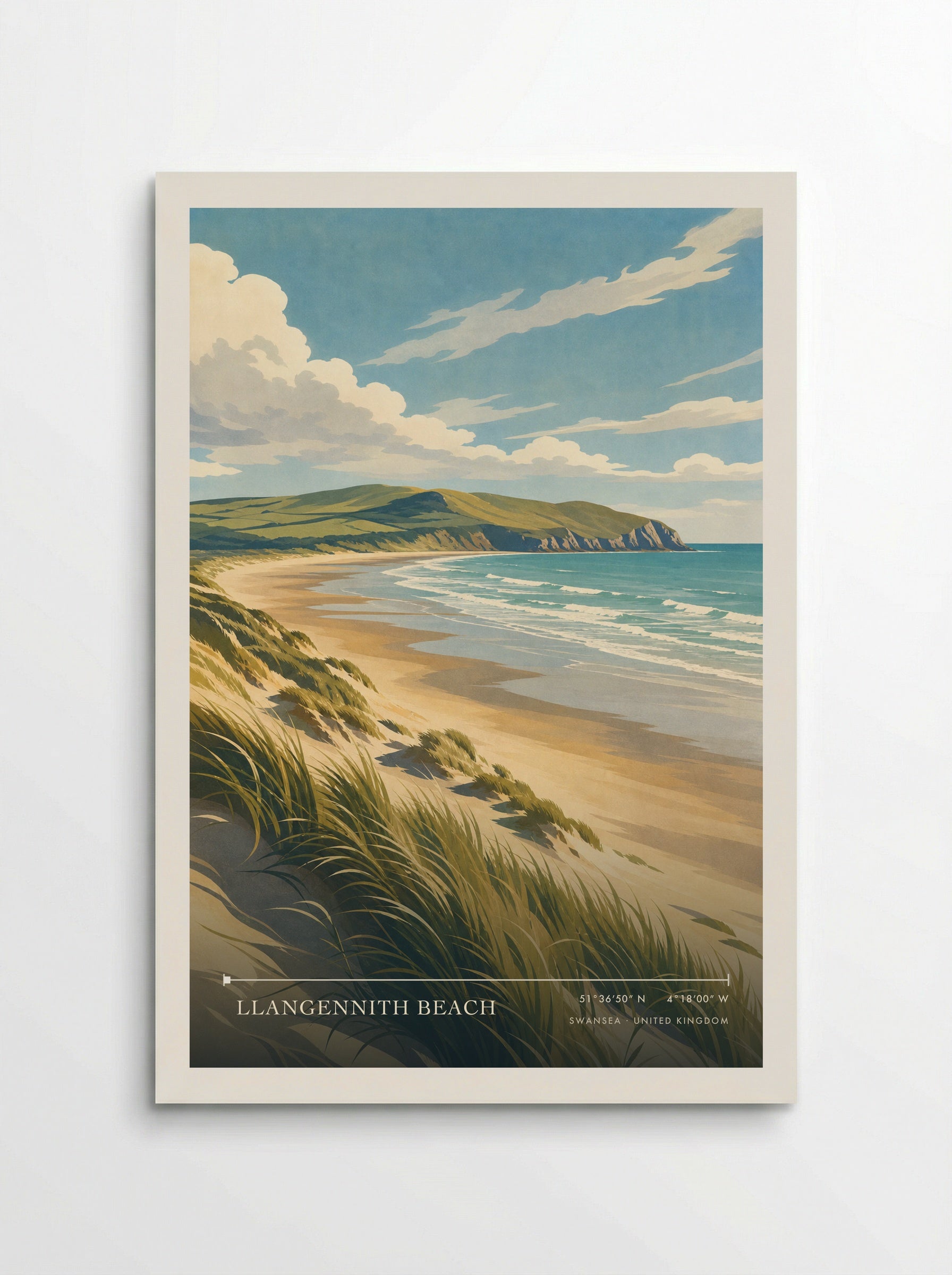 Llangennith Beach Swansea United Kingdom Travel Poster - Poster