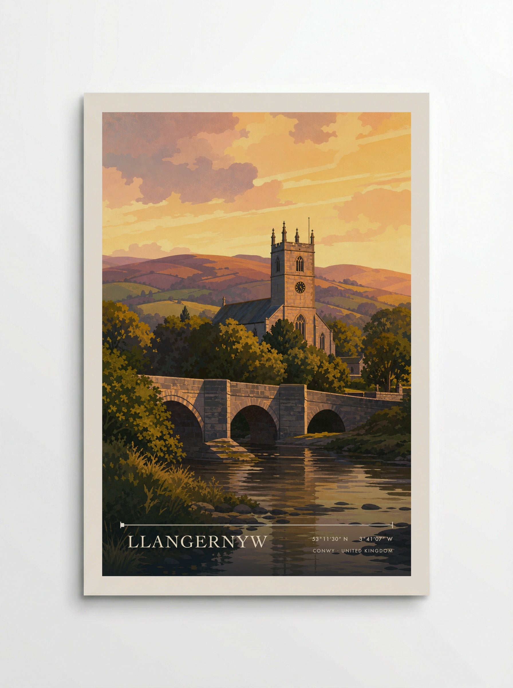 Llangernyw Conwy United Kingdom Travel Poster - Poster