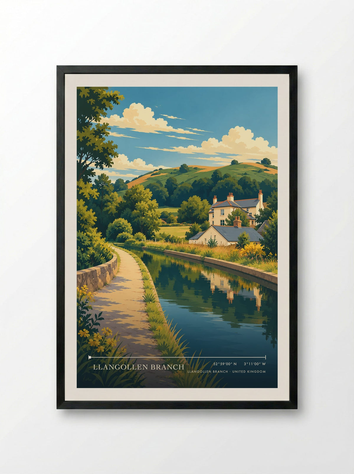 Llangollen Branch | Travel Poster - Framed Print Black