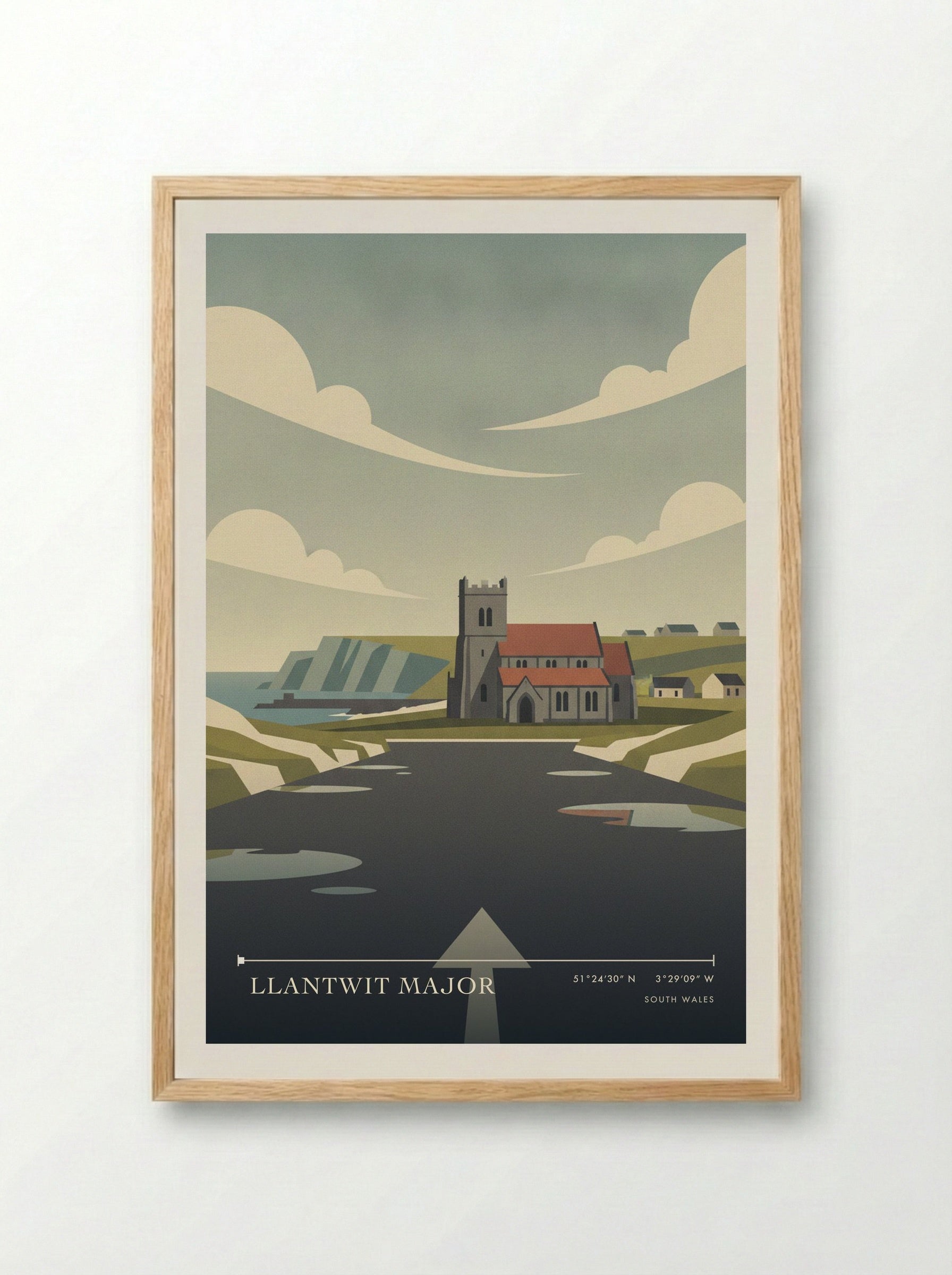 Llantwit Major South Wales Wales Travel Poster - Framed Print Wood