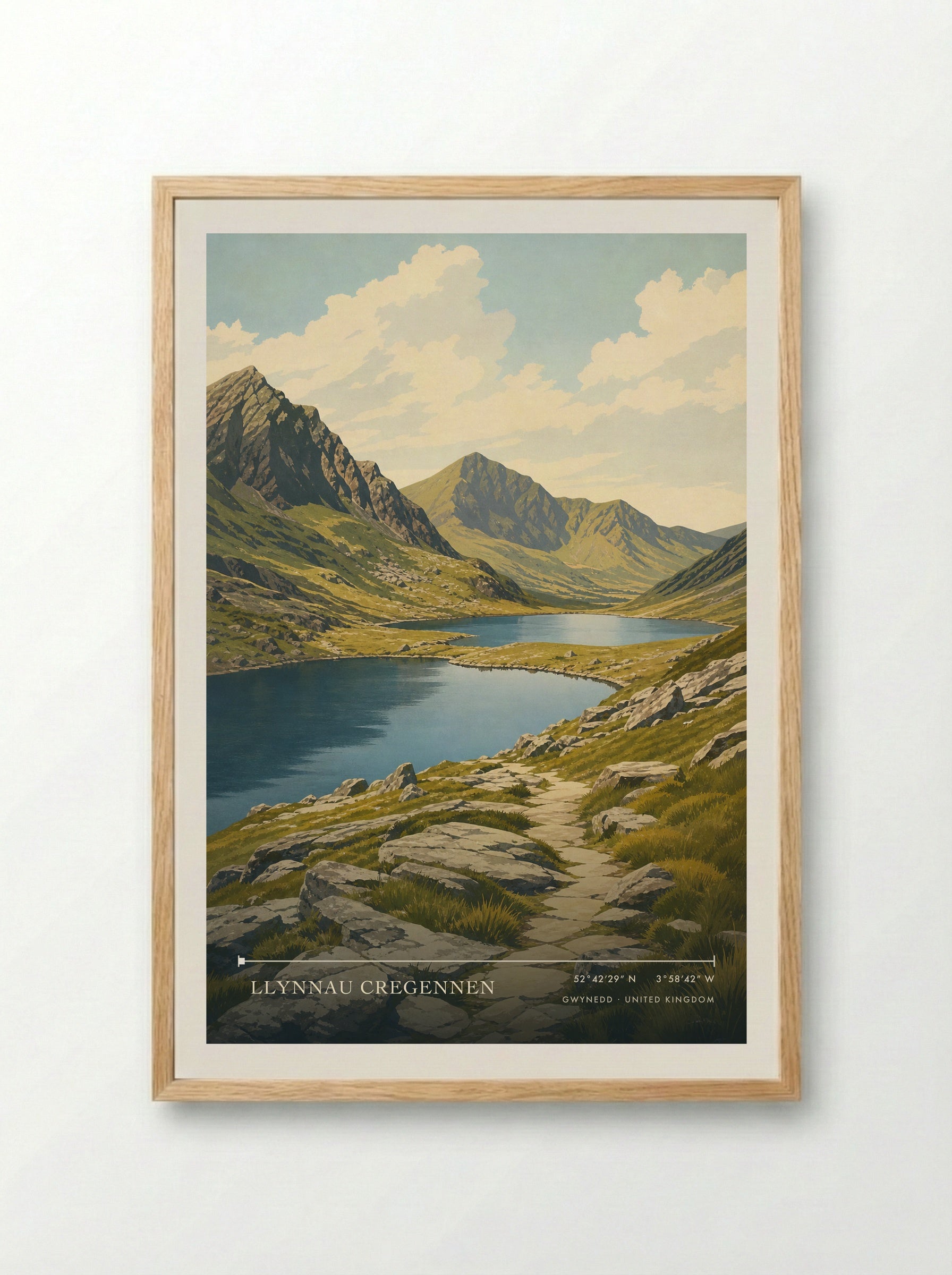 Llynnau Cregennen Gwynedd United Kingdom Travel Poster - Framed Print Wood