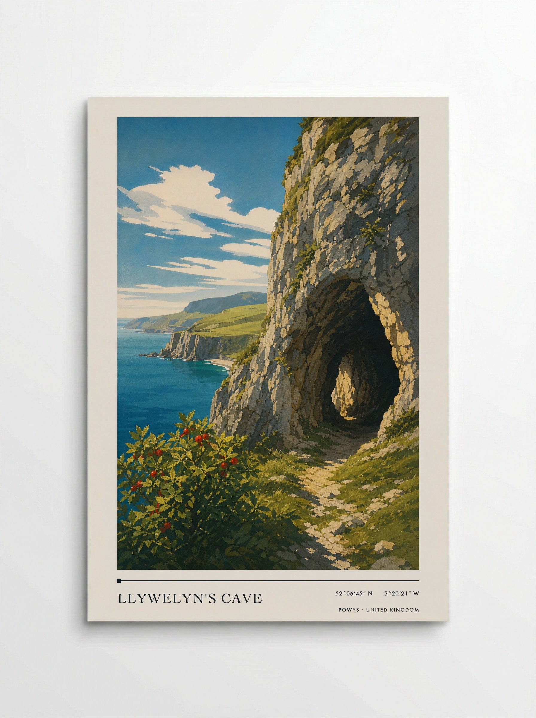 Llywelyn's Cave Powys United Kingdom Travel Poster - Poster