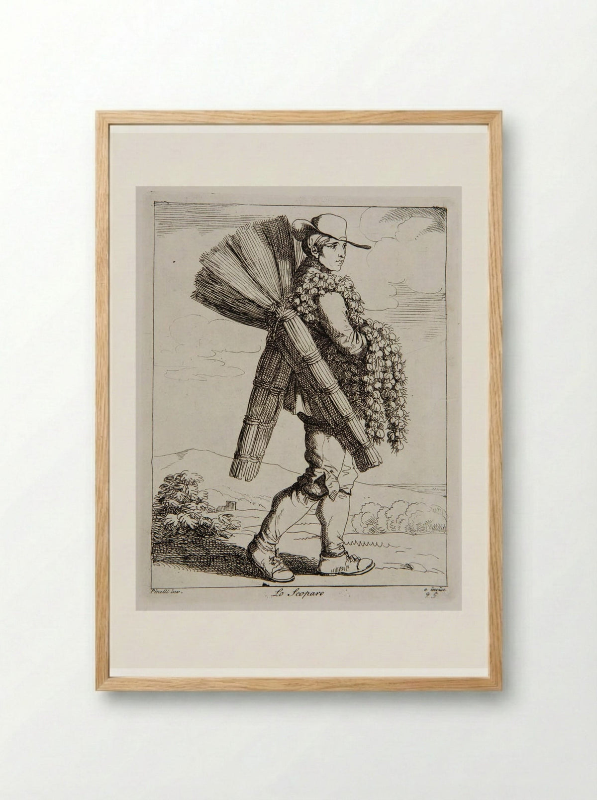 Lo Scoparo (The Sweeper) - Bartolomeo Pinelli - Framed Print Wood