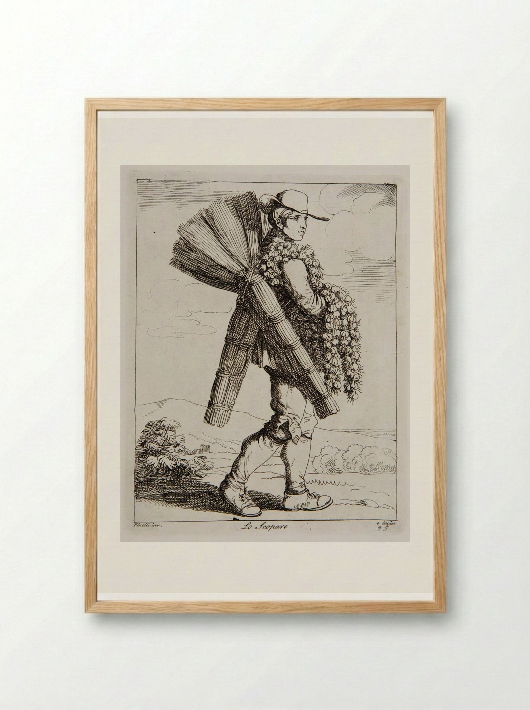 Lo Scoparo (The Sweeper) - Bartolomeo Pinelli - Framed Print Wood