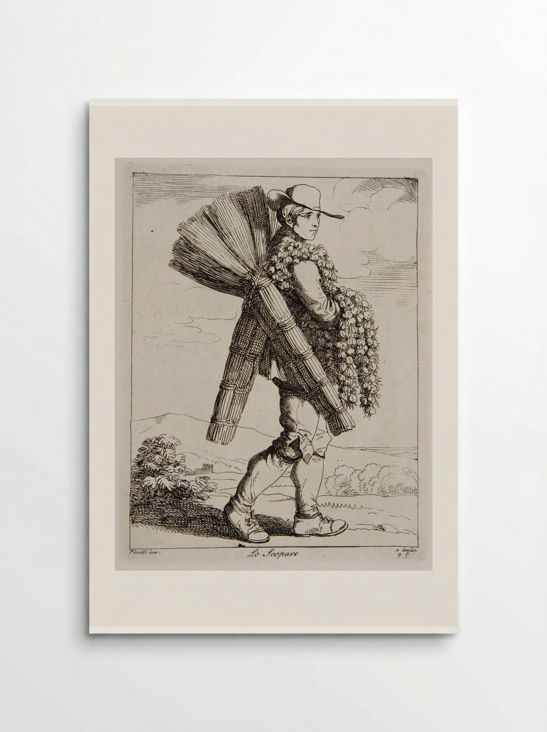 Lo Scoparo (The Sweeper) - Bartolomeo Pinelli - Poster