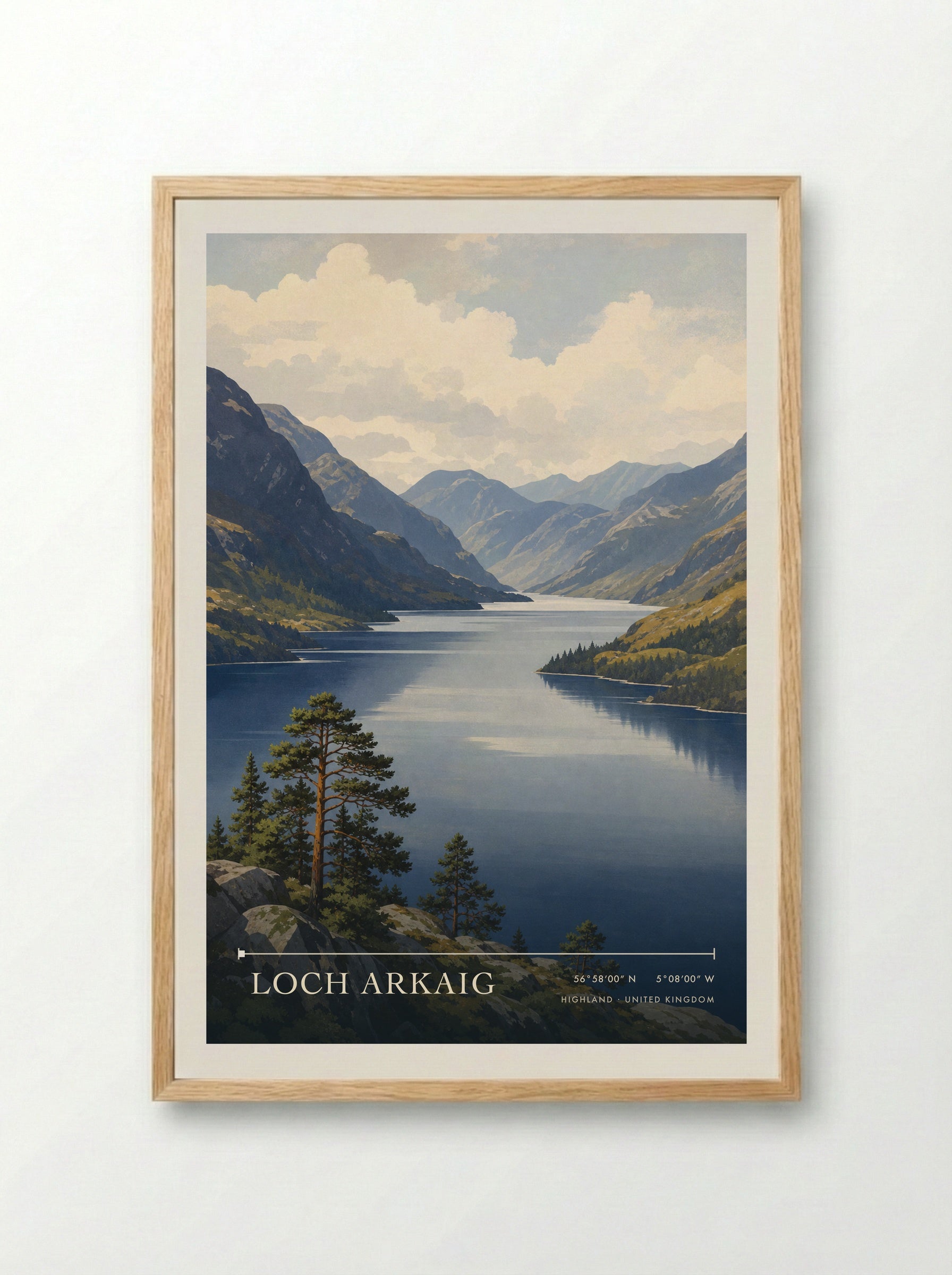 Loch Arkaig Highland United Kingdom Travel Poster - Framed Print Wood
