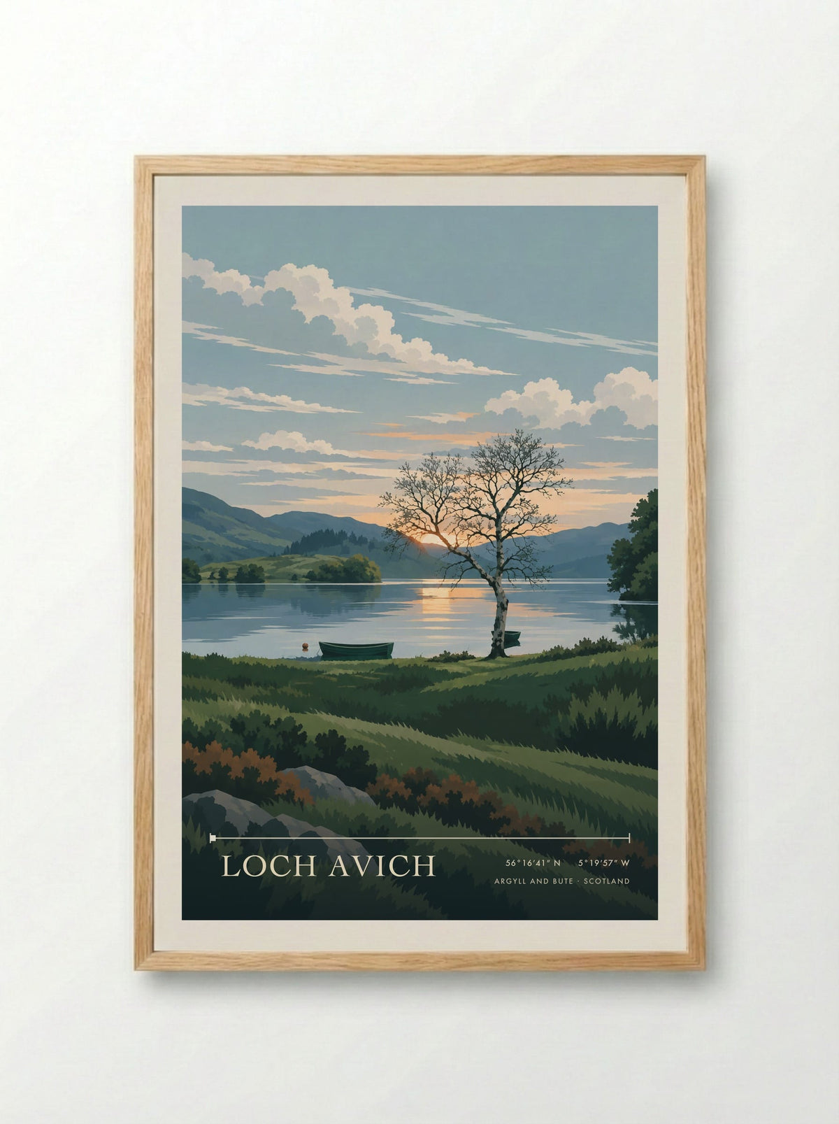 Loch Avich, Argyll and Bute | Travel Poster - Framed Print Wood