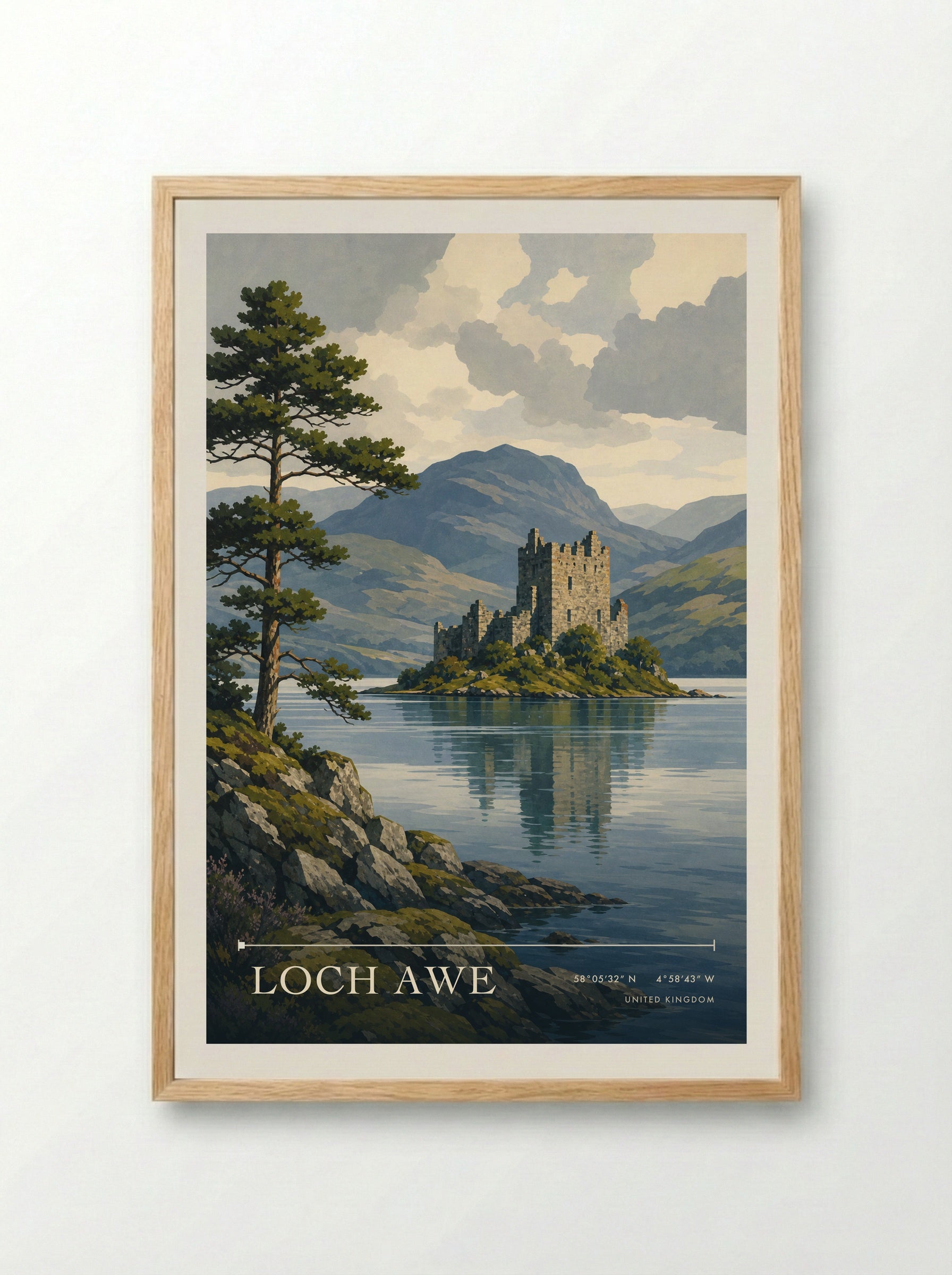 Loch Awe United Kingdom Travel Poster - Framed Print Wood