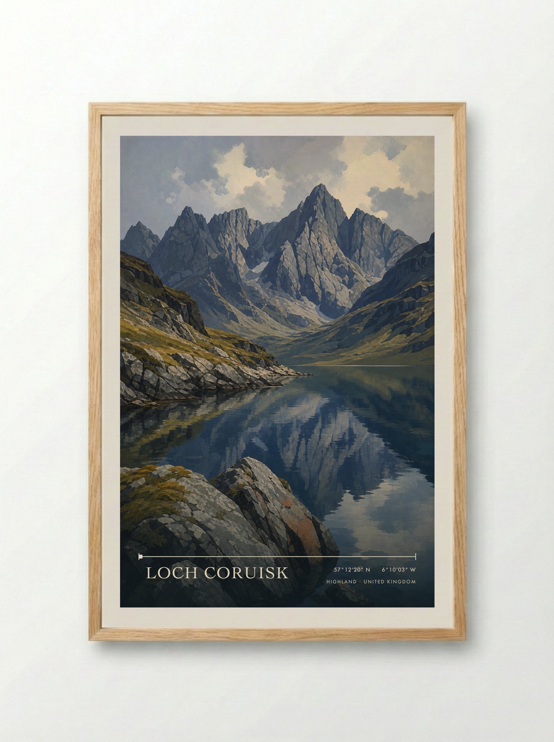 Loch Coruisk Highland United Kingdom Travel Poster - Framed Print Wood