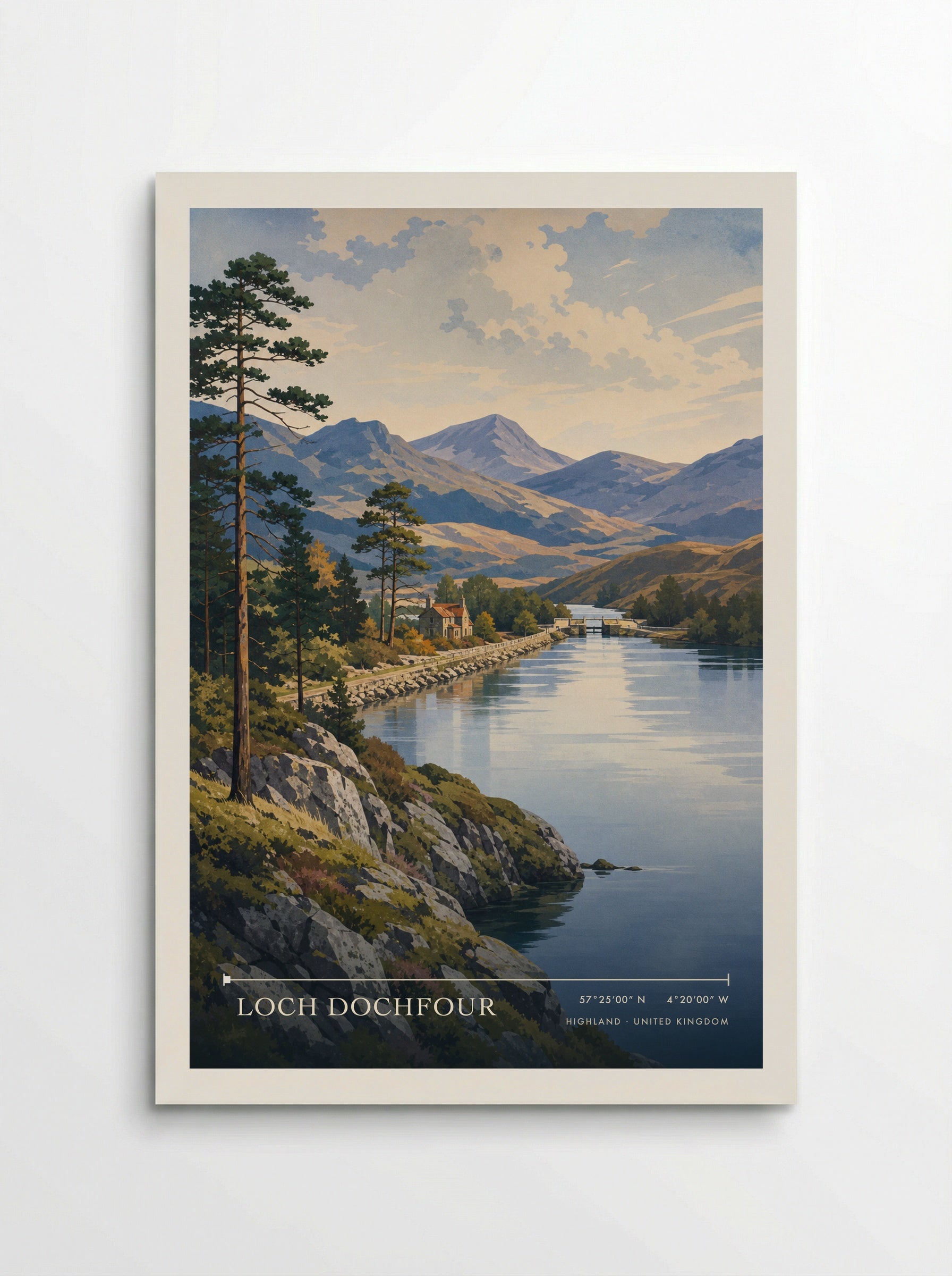 Loch Dochfour Highland United Kingdom Travel Poster - Poster