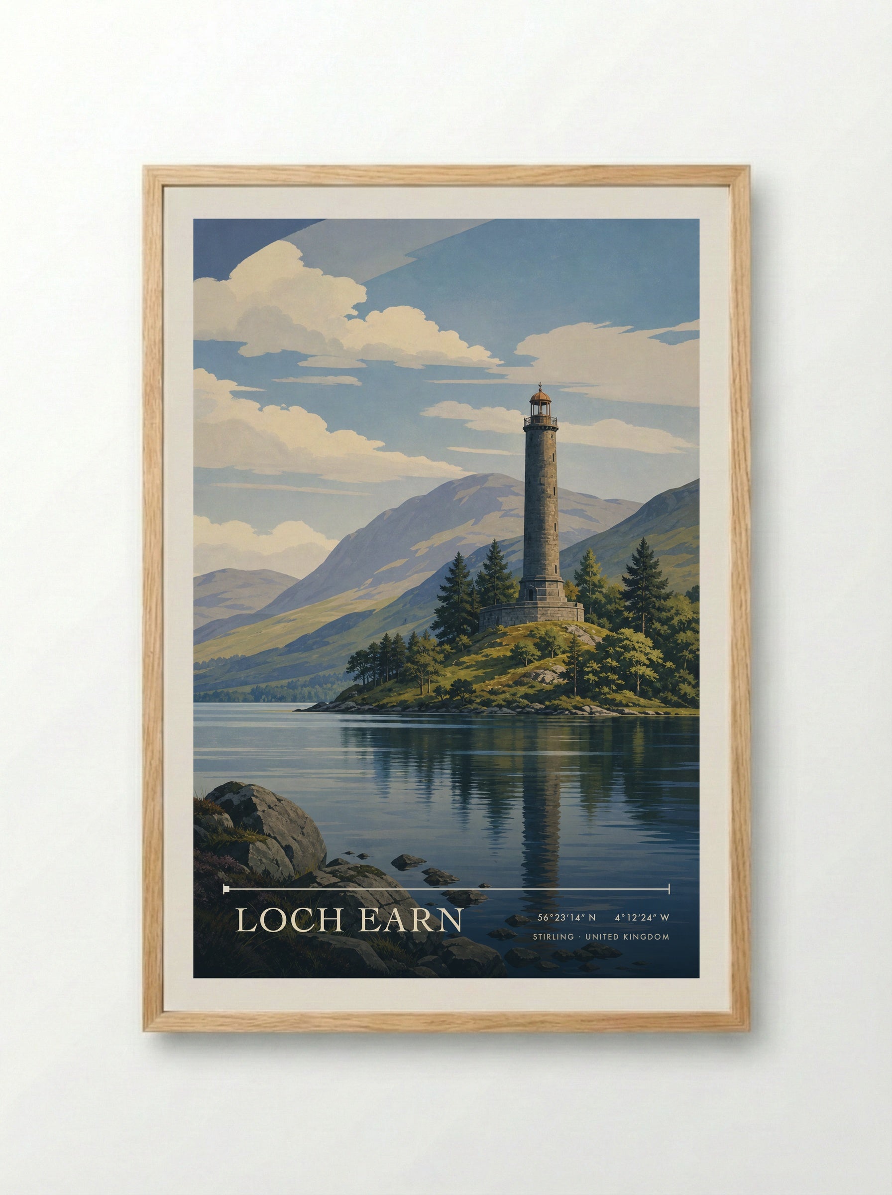 Loch Earn Stirling United Kingdom Travel Poster - Framed Print Wood