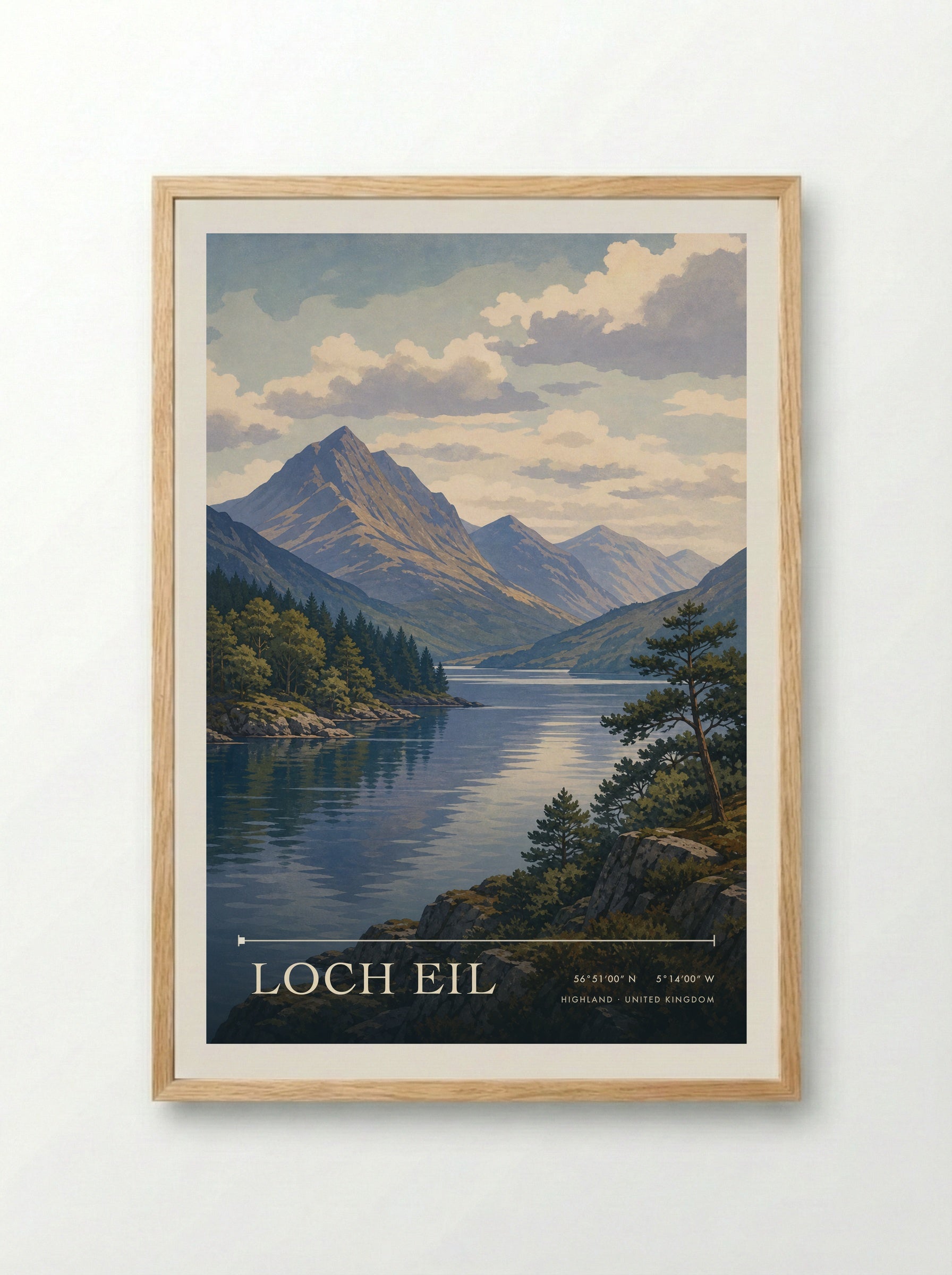 Loch Eil Highland United Kingdom Travel Poster - Framed Print Wood