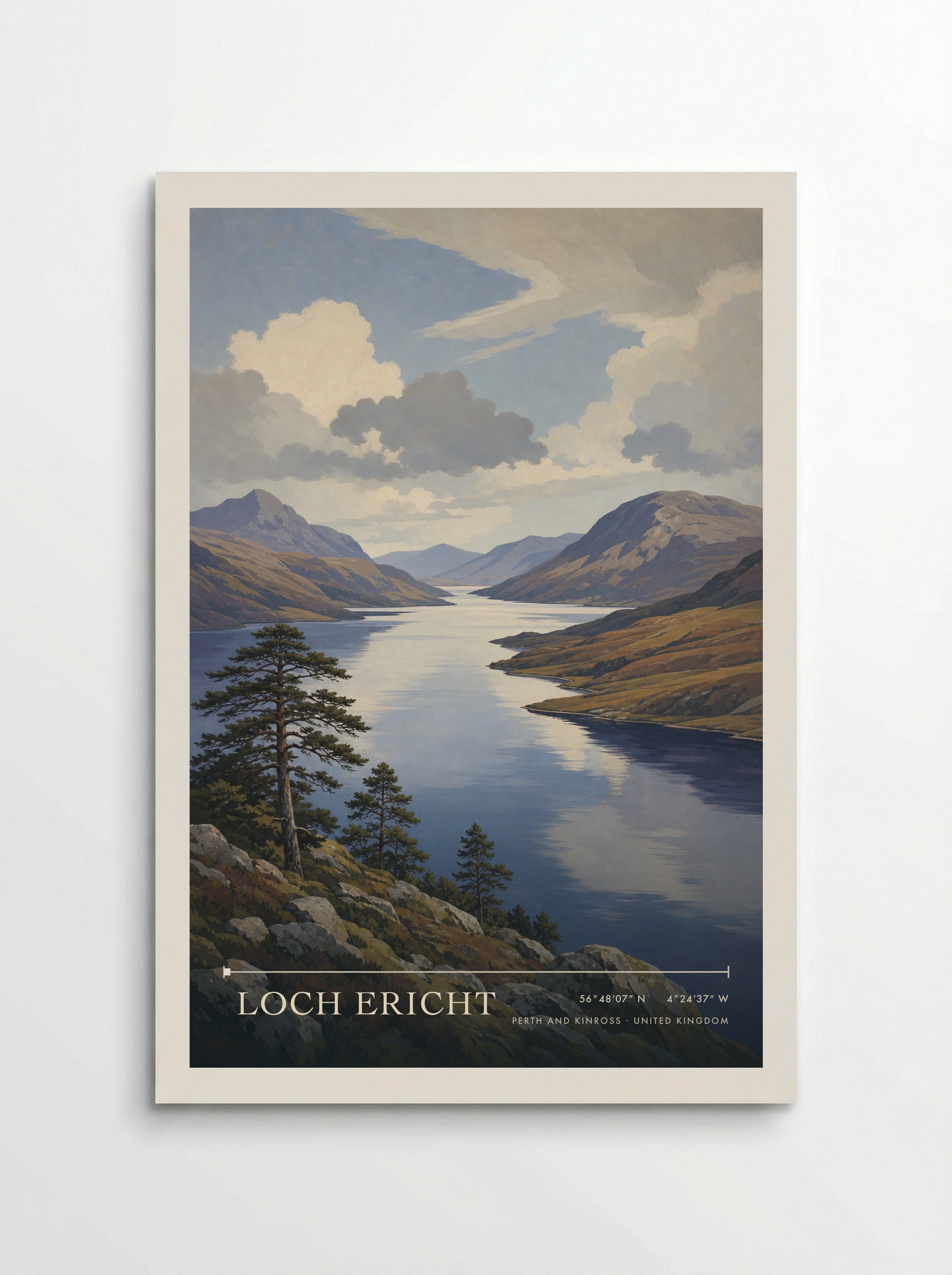 Loch Ericht Perth and Kinross United Kingdom Travel Poster - Poster
