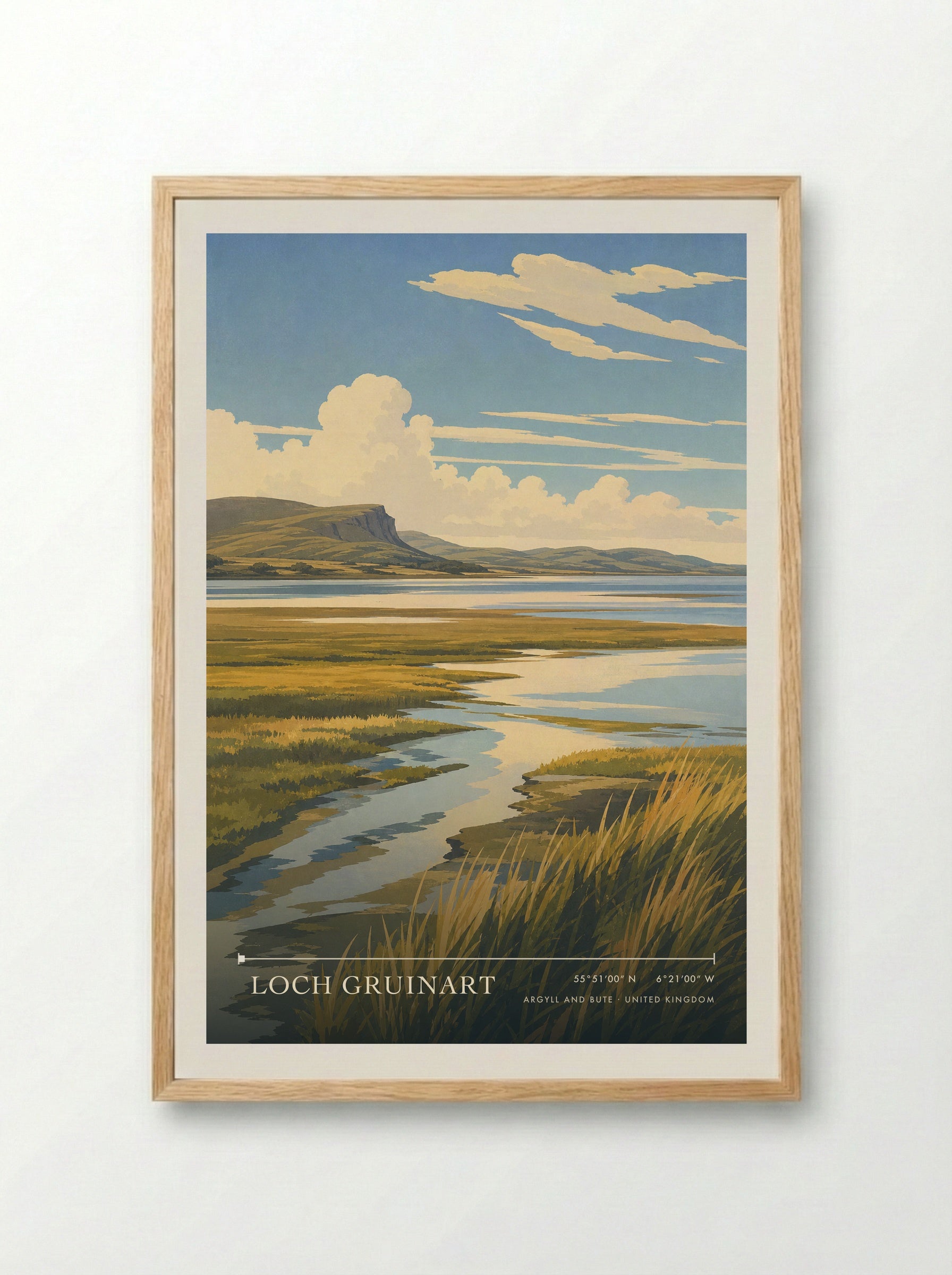 Loch Gruinart Argyll and Bute United Kingdom Travel Poster - Framed Print Wood