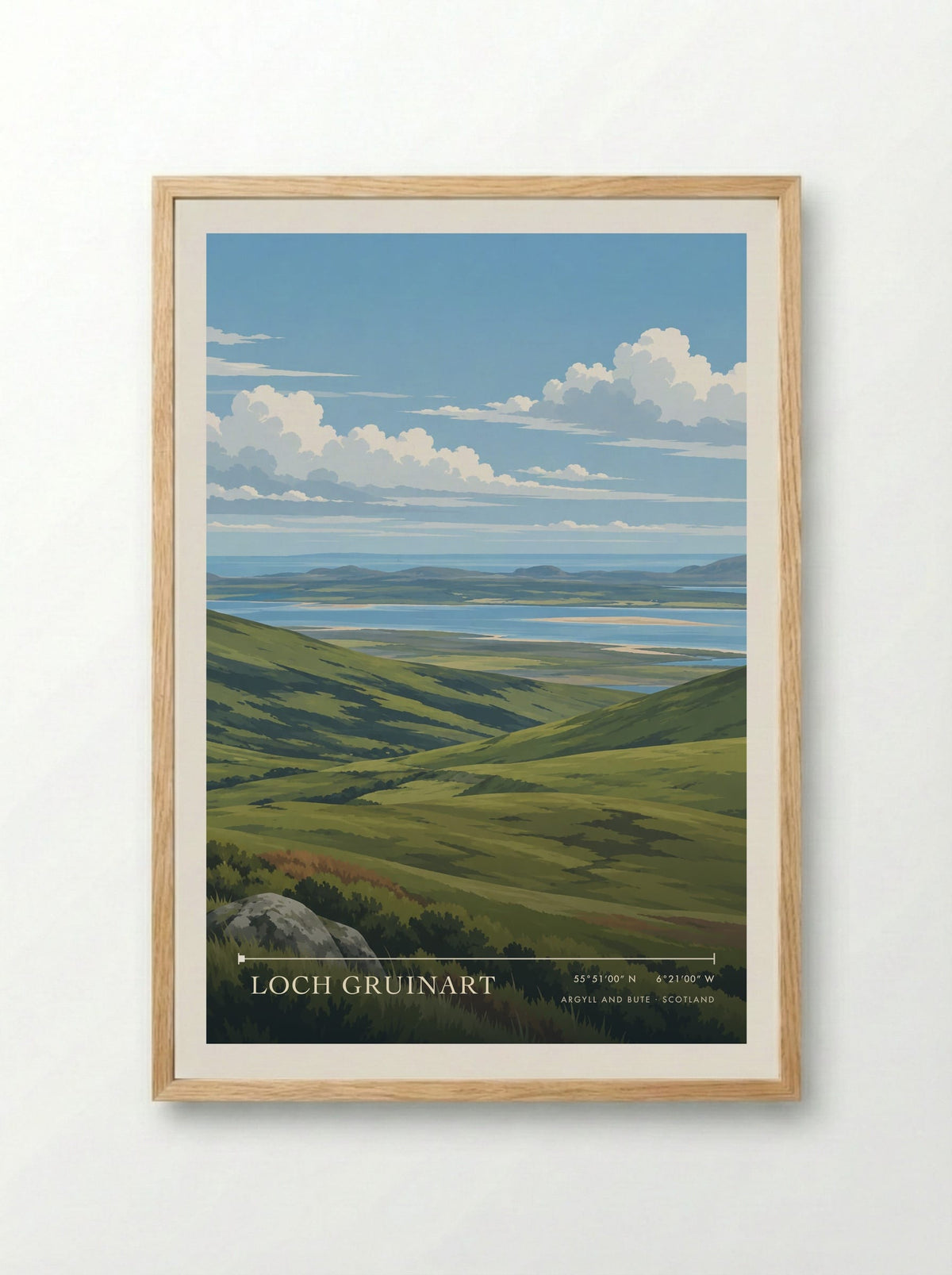 Loch Gruinart, Argyll and Bute | Travel Poster - Framed Print Wood