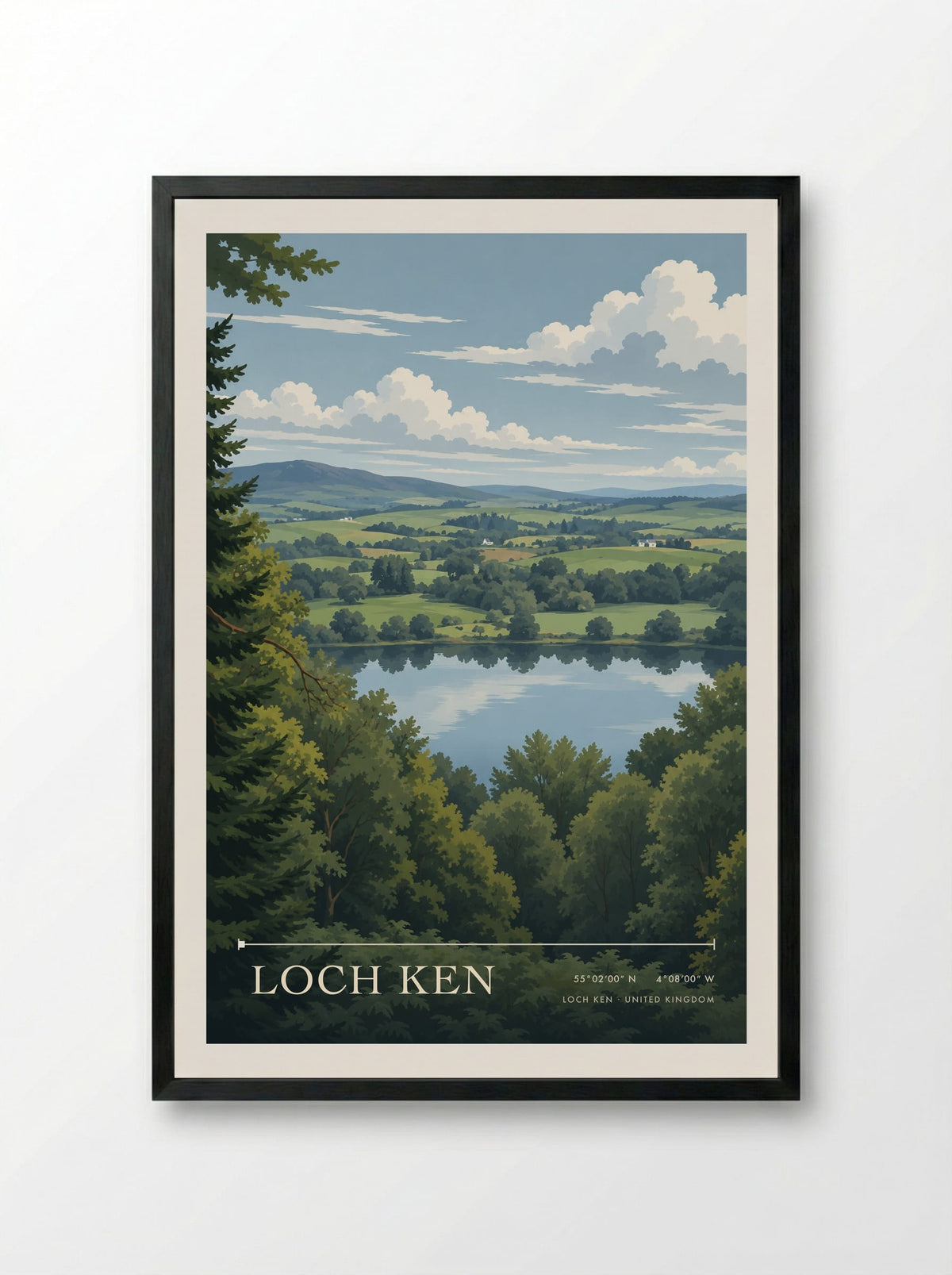 Loch Ken | Travel Poster - Framed Print Black