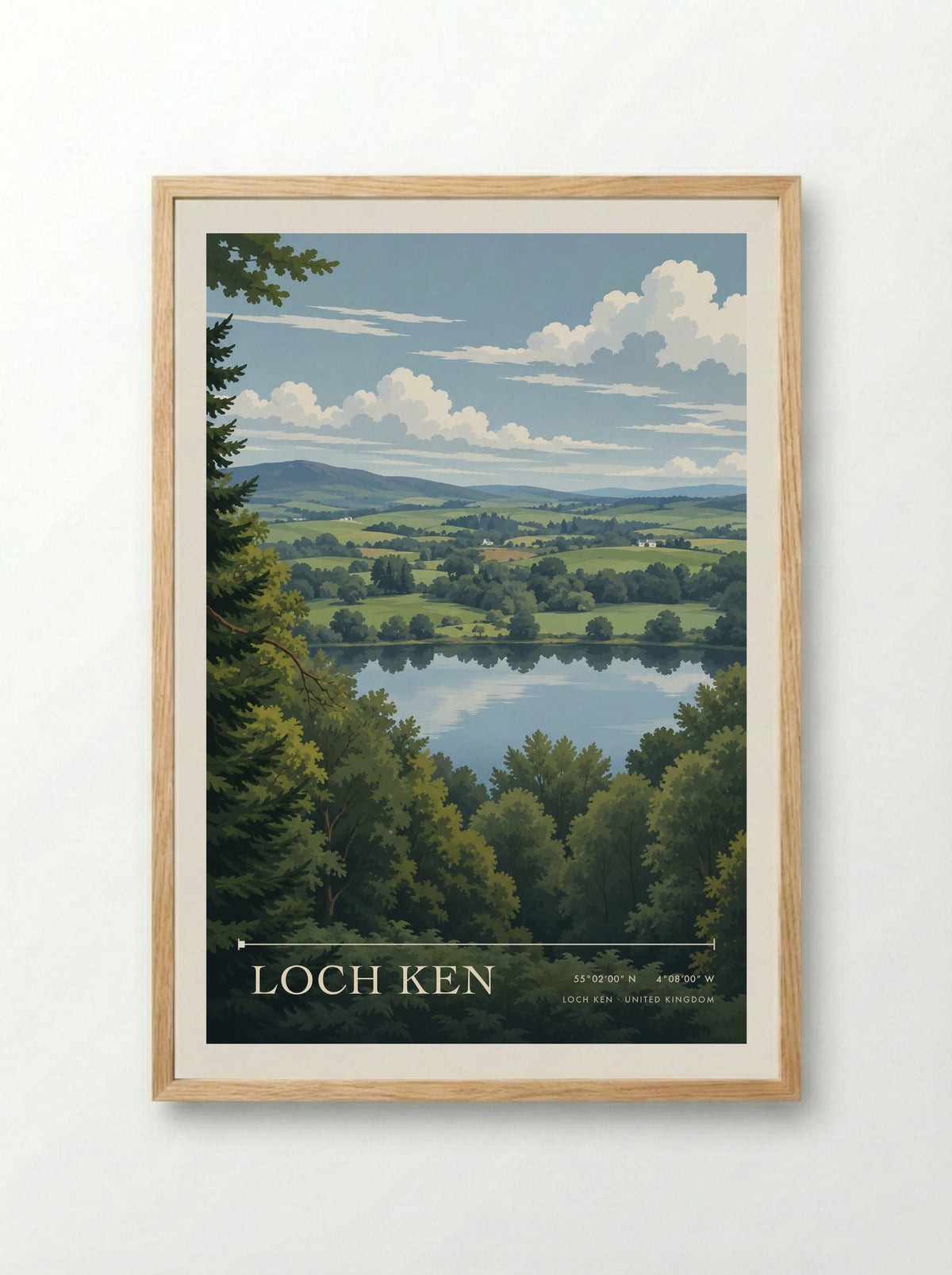 Loch Ken | Travel Poster - Framed Print Wood
