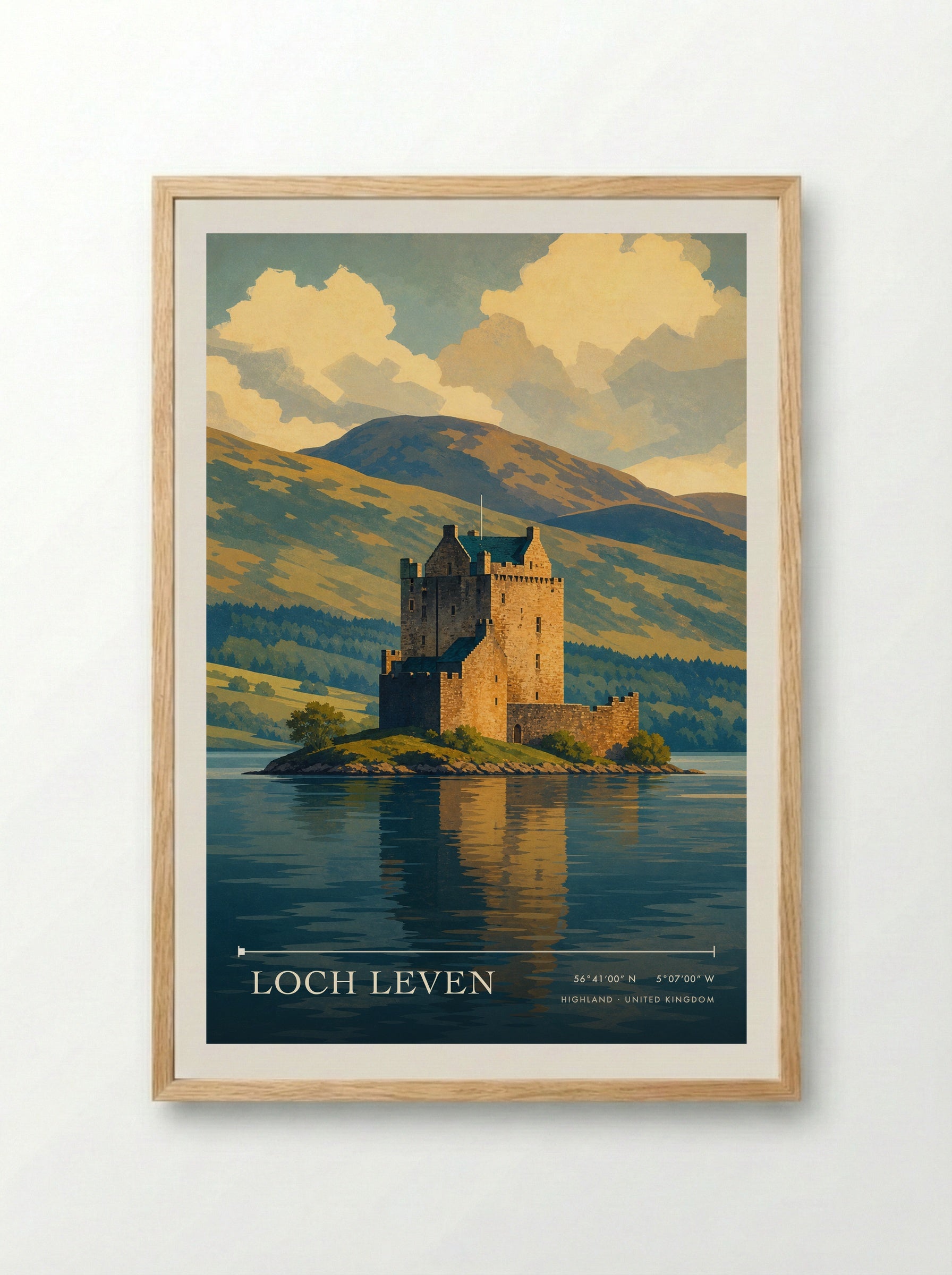 Loch Leven Highland United Kingdom Travel Poster - Framed Print Wood