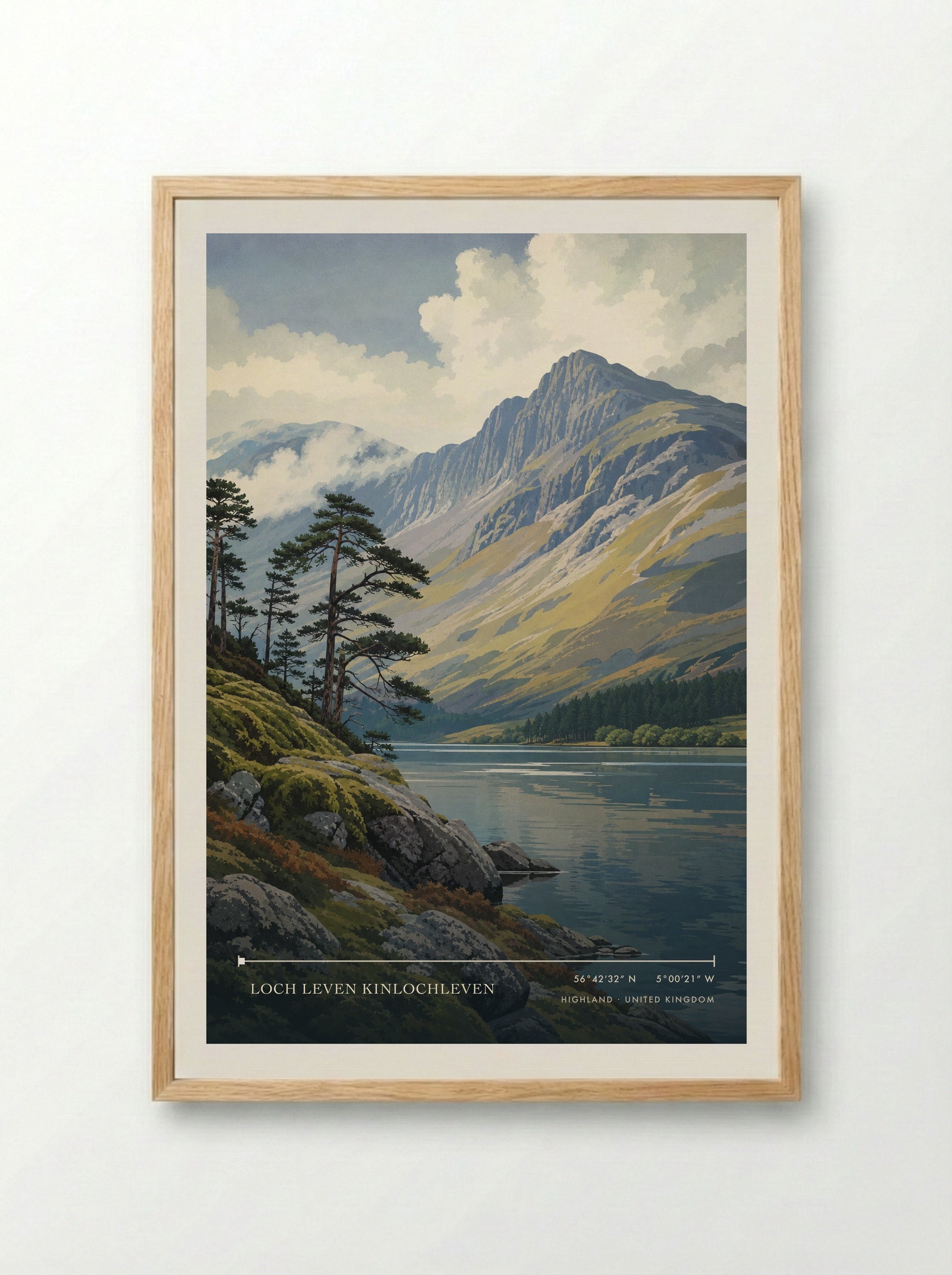 Loch Leven Kinlochleven Highland United Kingdom Travel Poster - Framed Print Wood