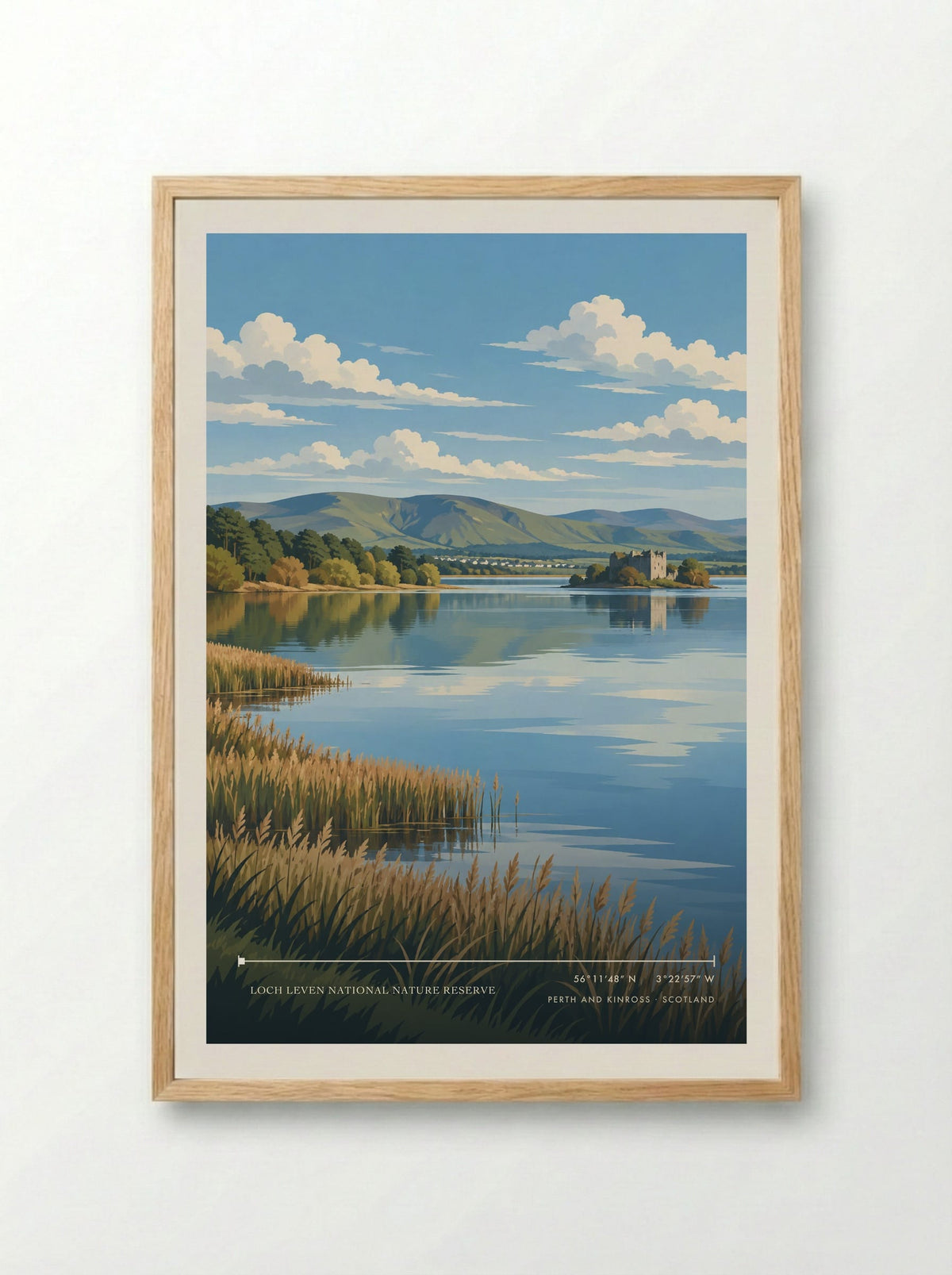 Loch Leven National Nature Reserve, Perth and Kinross | Travel Poster - Framed Print Wood