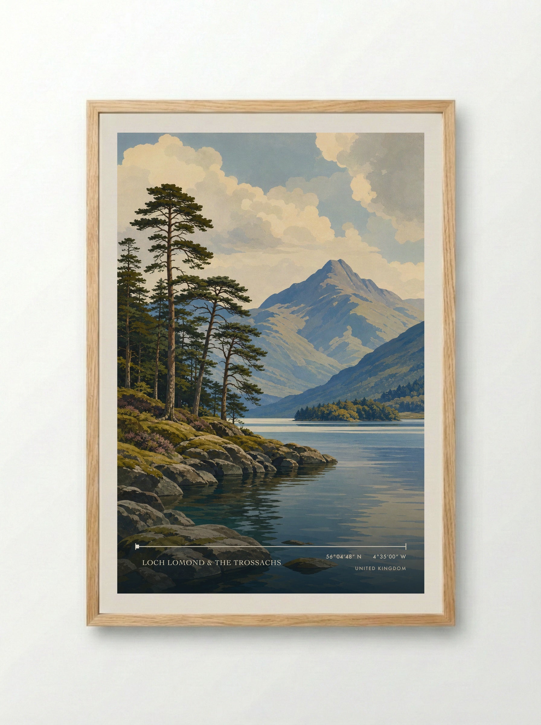 Loch Lomond & The Trossachs United Kingdom Travel Poster - Framed Print Wood