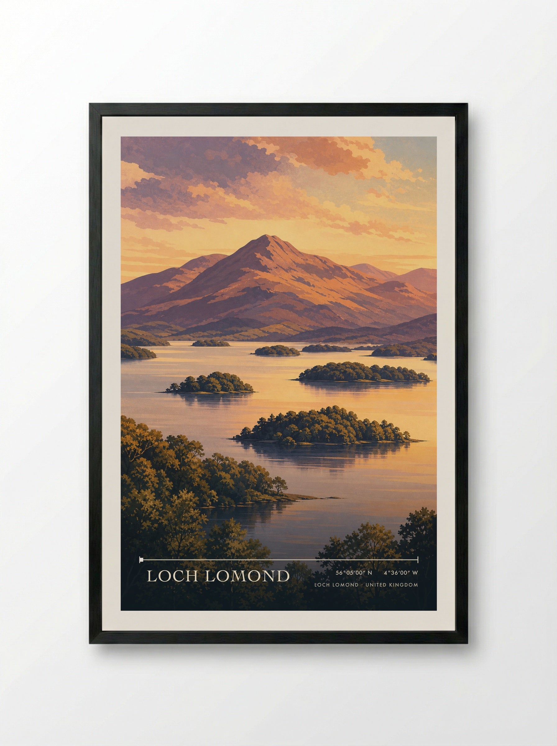 Loch Lomond United Kingdom Travel Poster - Framed Print Black