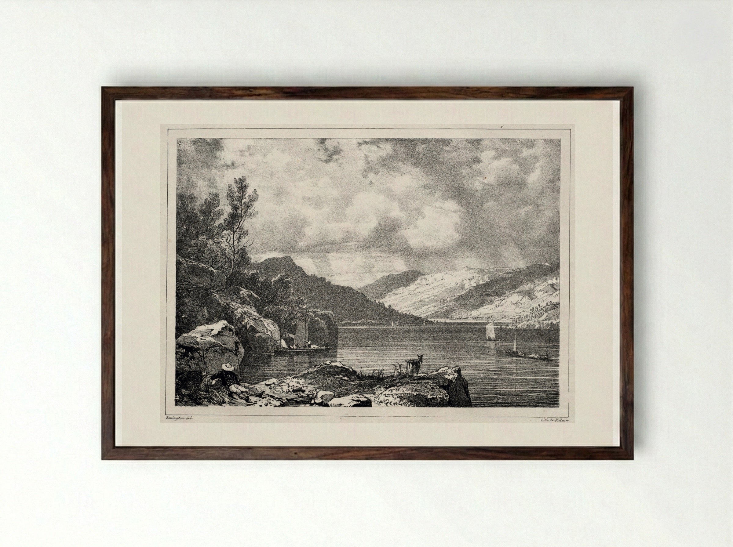 Loch Lomond - Richard Parkes Bonington - Framed Print Dark Wood