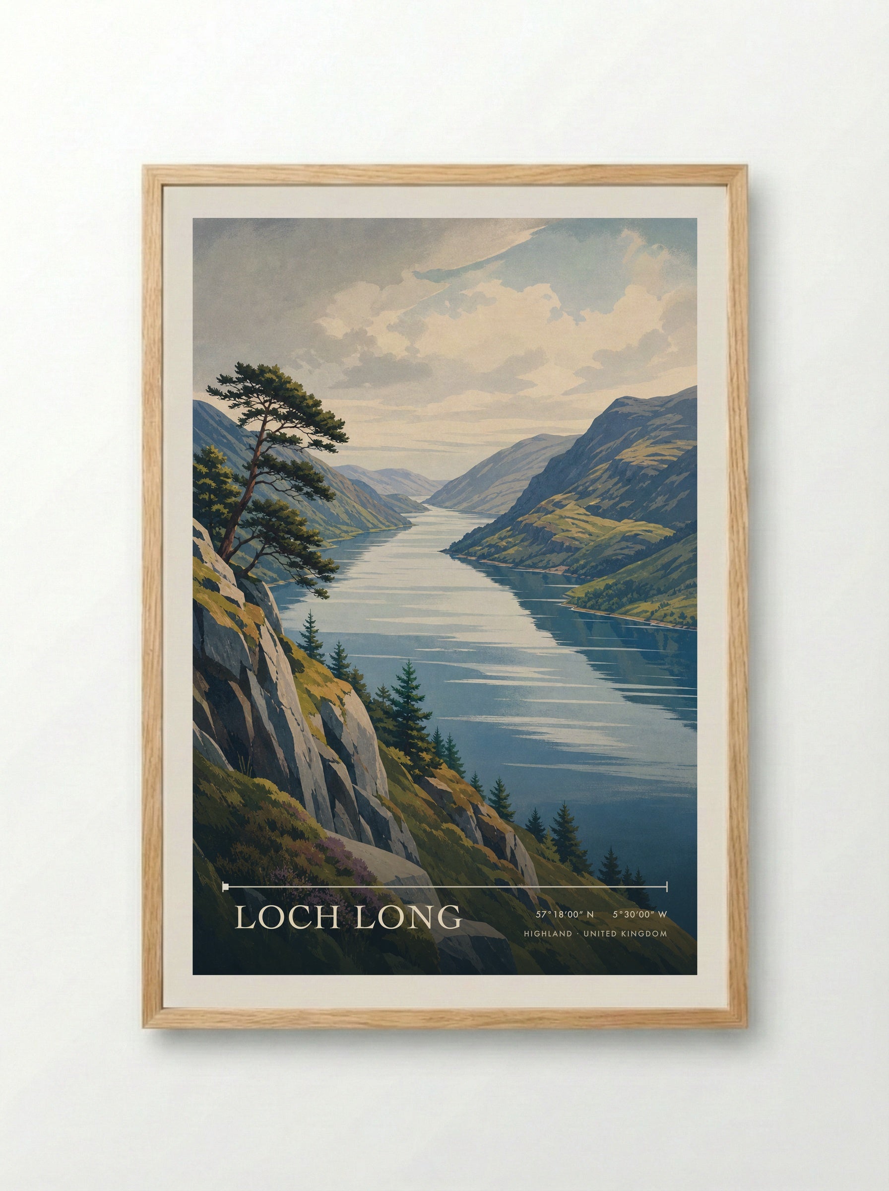 Loch Long Highland United Kingdom Travel Poster - Framed Print Wood