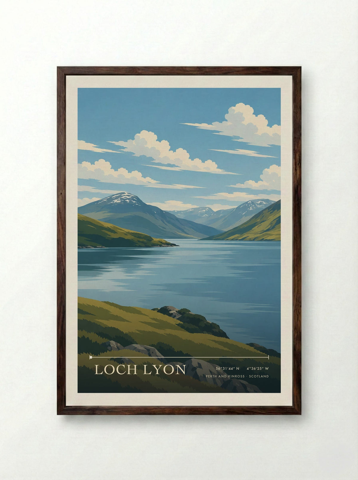 Loch Lyon, Perth and Kinross | Travel Poster - Framed Print Dark Wood