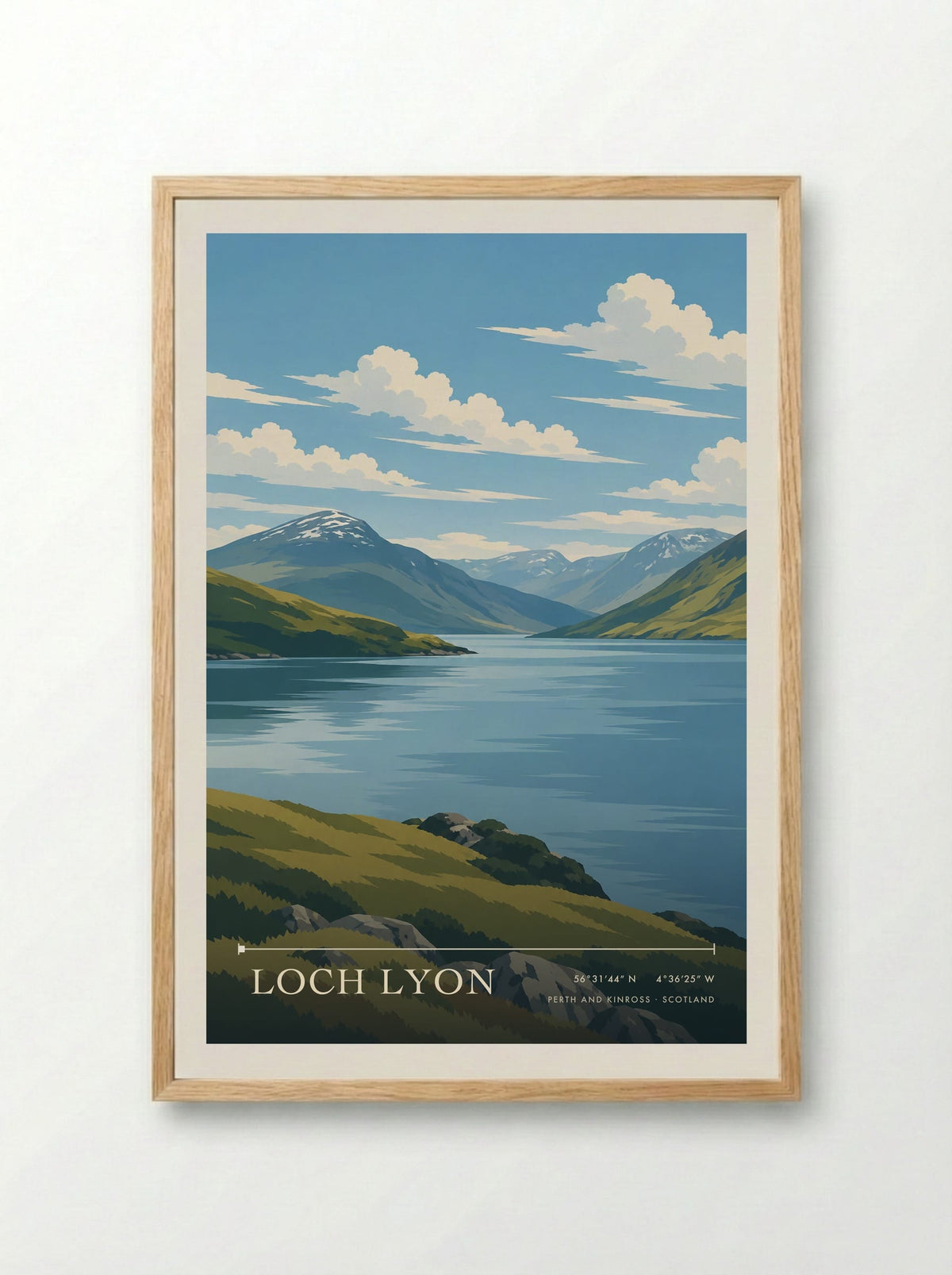 Loch Lyon, Perth and Kinross | Travel Poster - Framed Print Wood