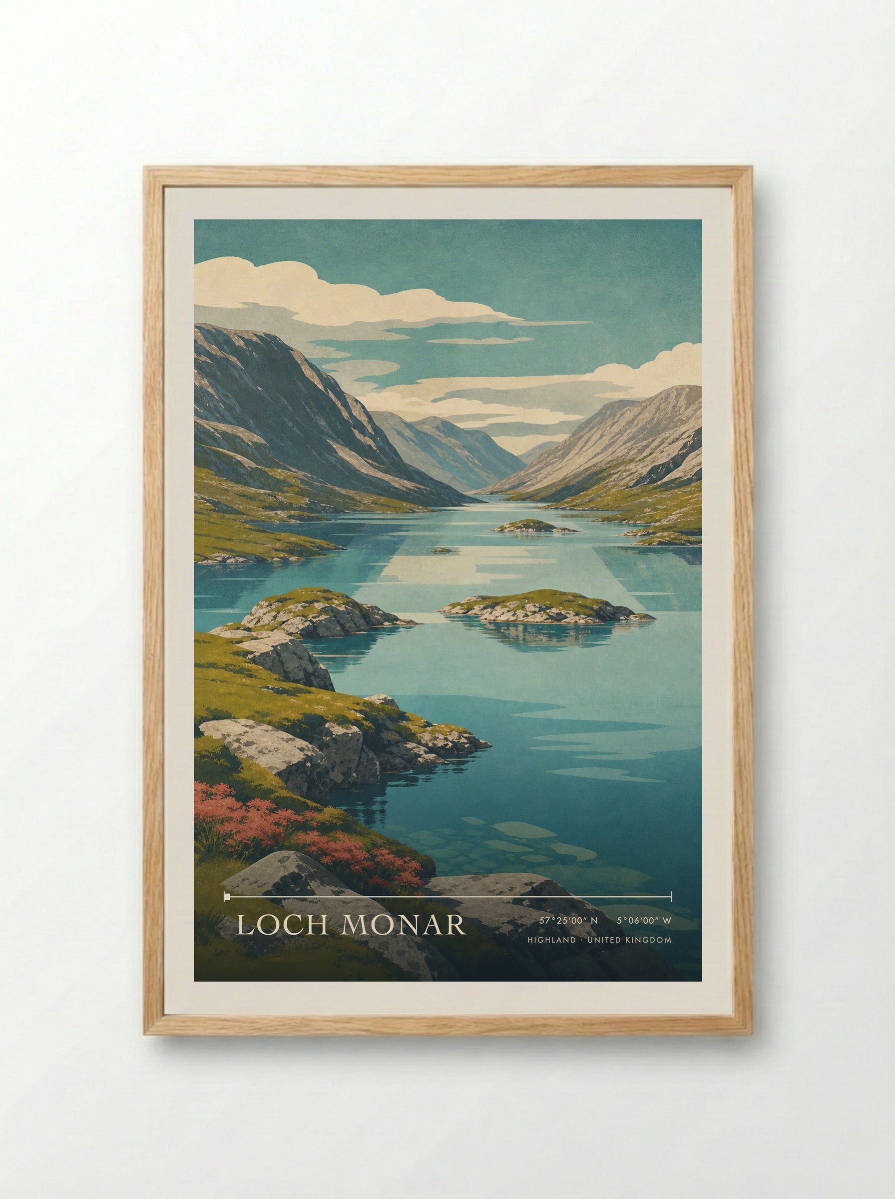 Loch Monar Highland United Kingdom Travel Poster - Framed Print Wood