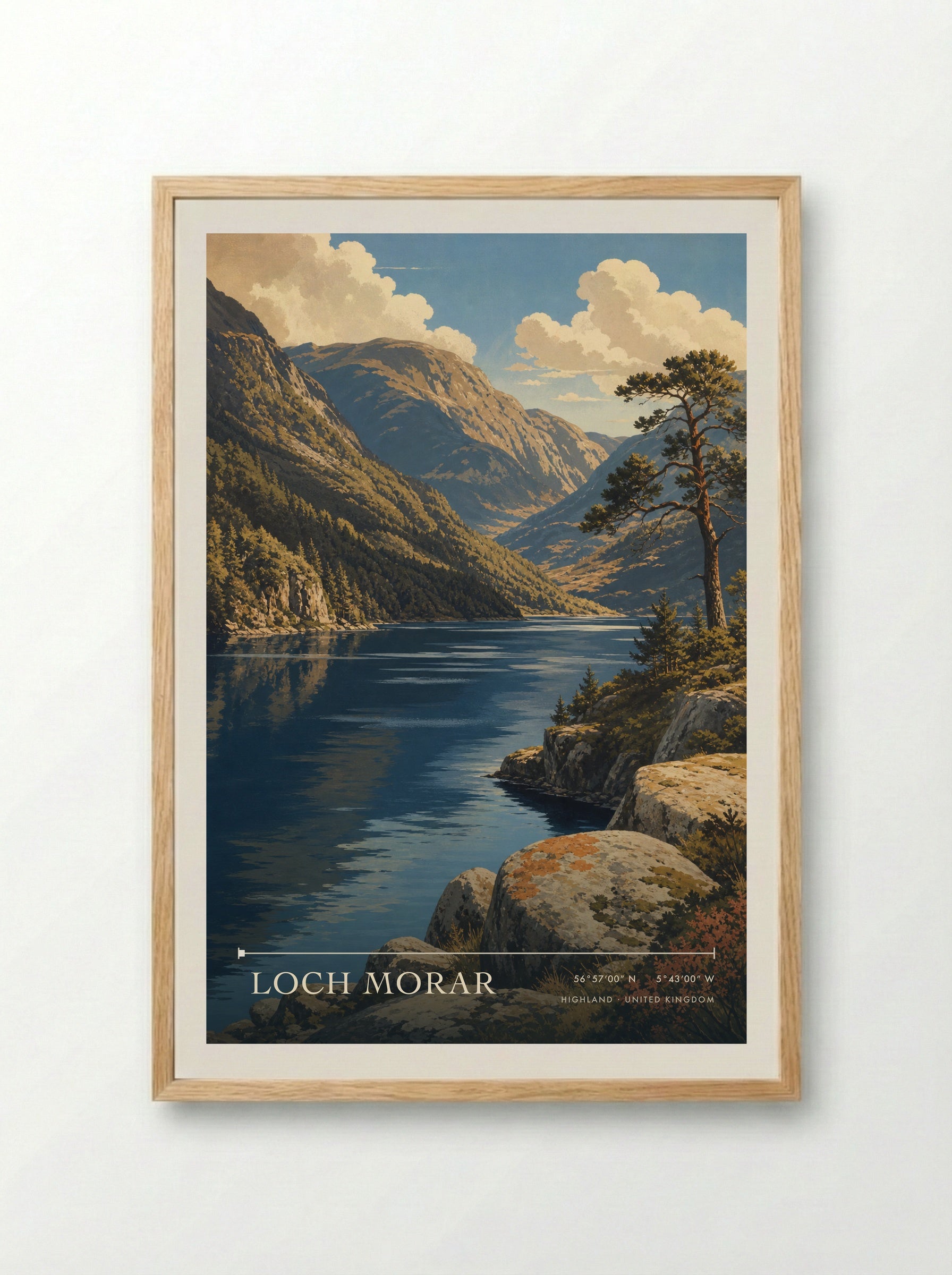 Loch Morar Highland United Kingdom Travel Poster - Framed Print Wood