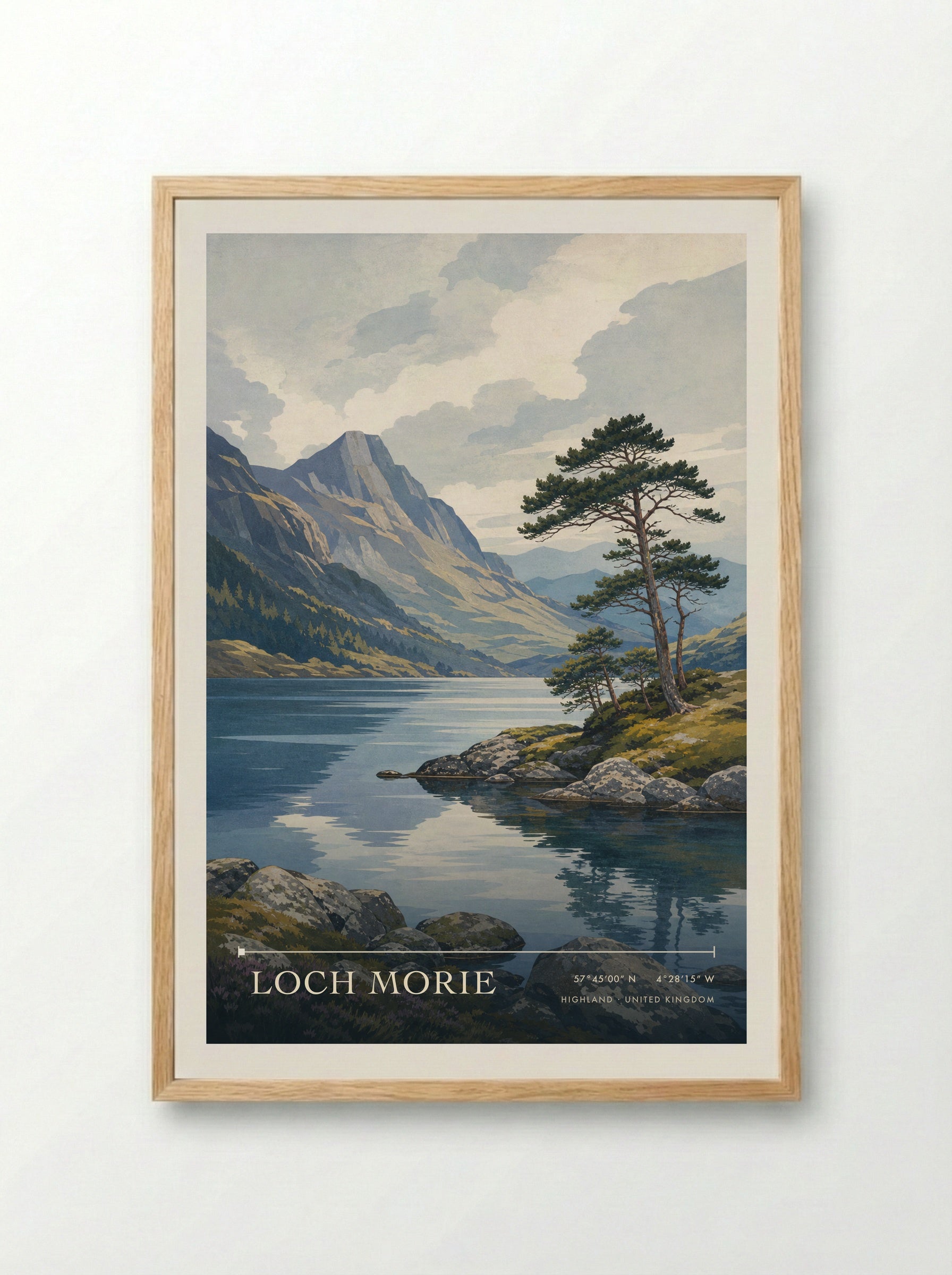 Loch Morie Highland United Kingdom Travel Poster - Framed Print Wood