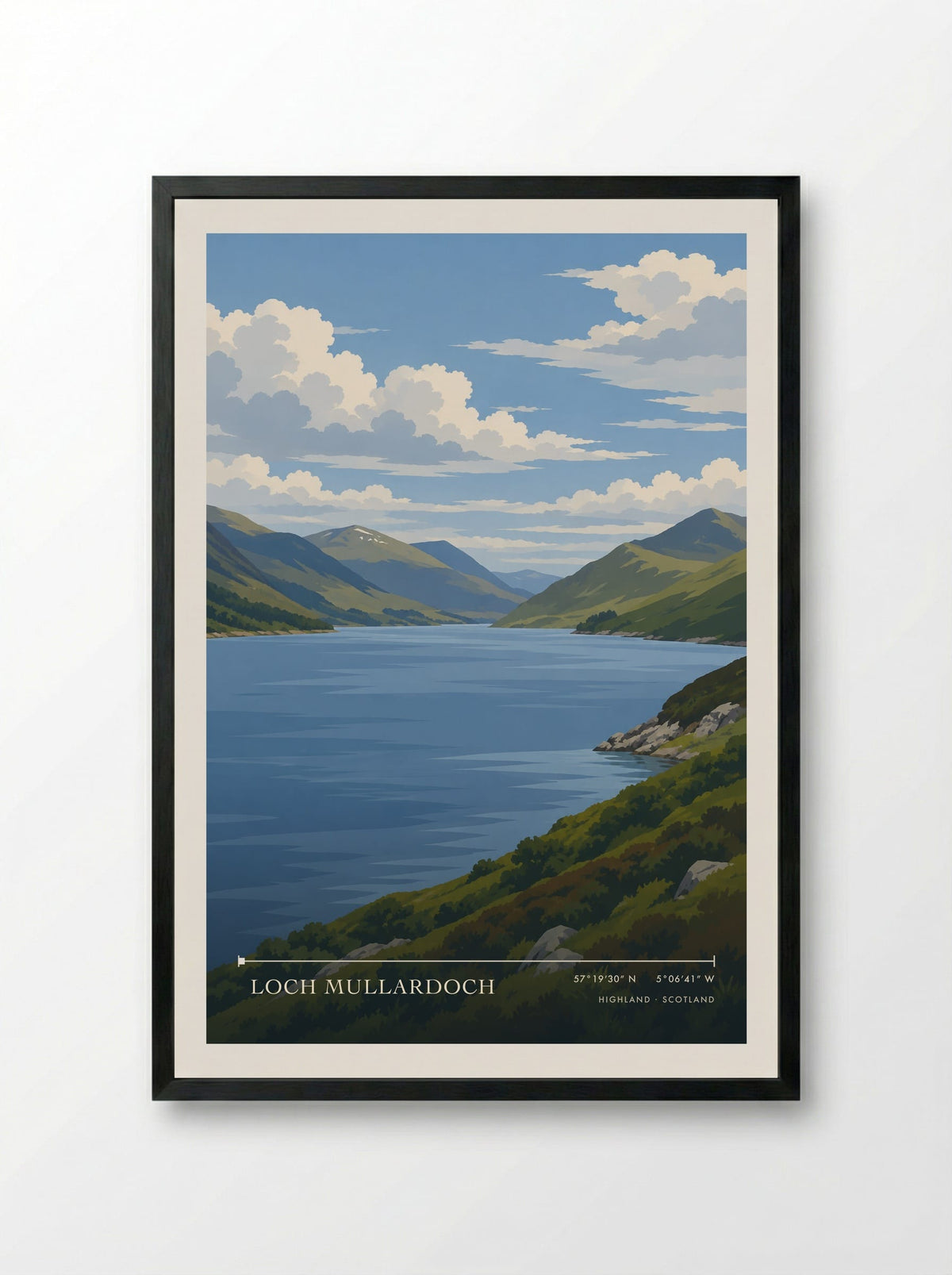 Loch Mullardoch, Highland | Travel Poster - Framed Print Black