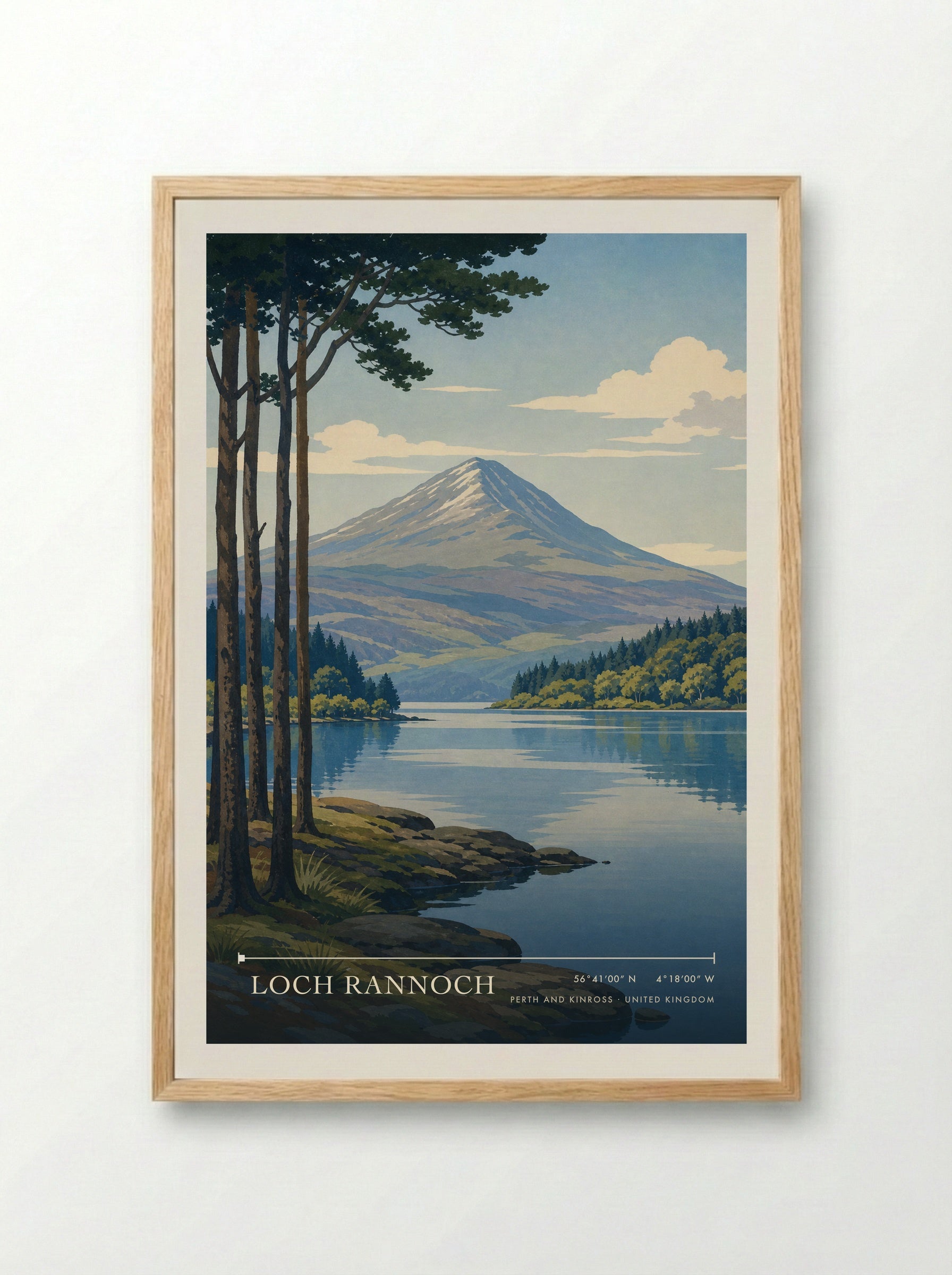 Loch Rannoch Perth and Kinross United Kingdom Travel Poster - Framed Print Wood