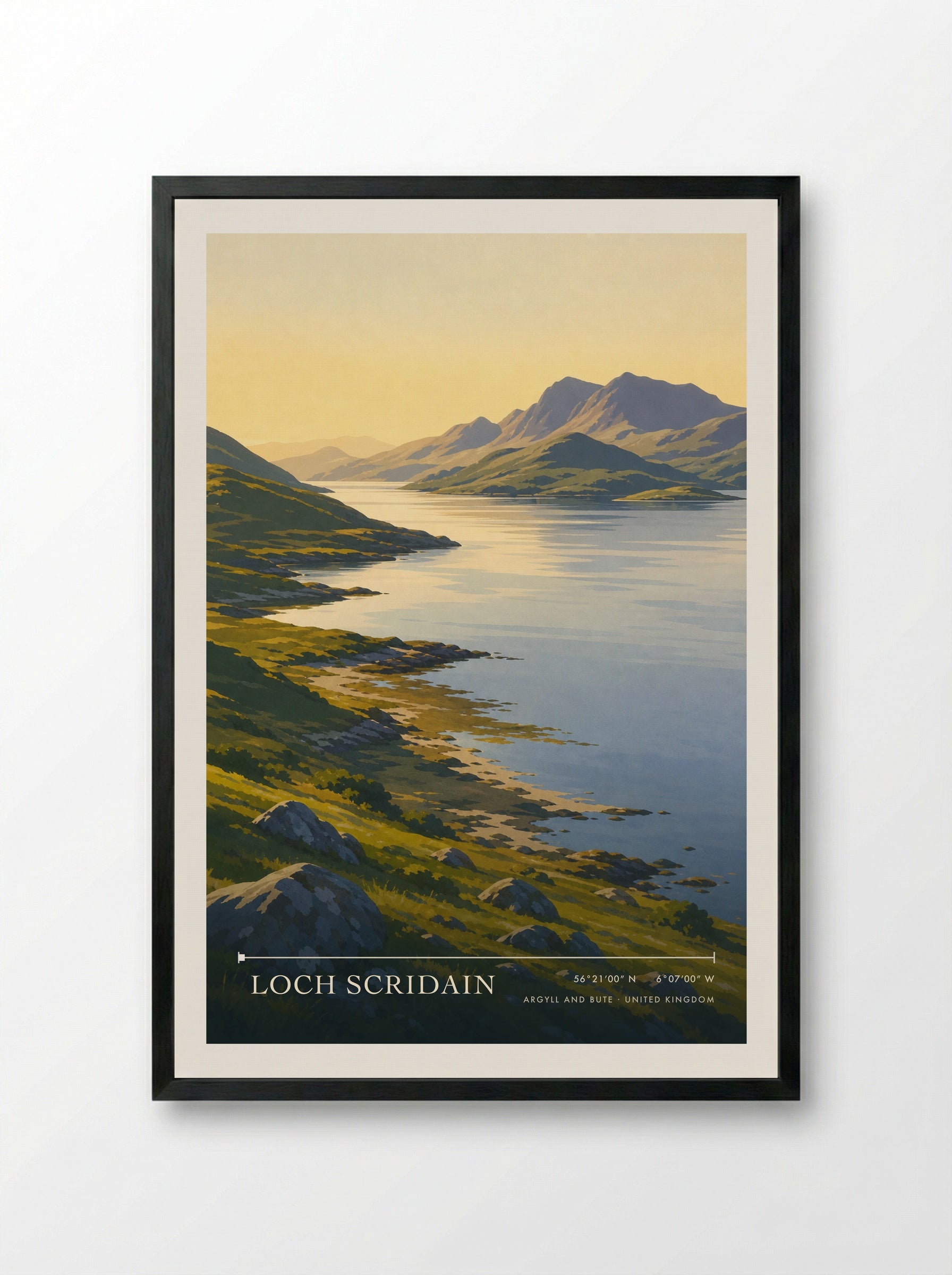 Loch Scridain Argyll and Bute United Kingdom Travel Poster - Framed Print Black