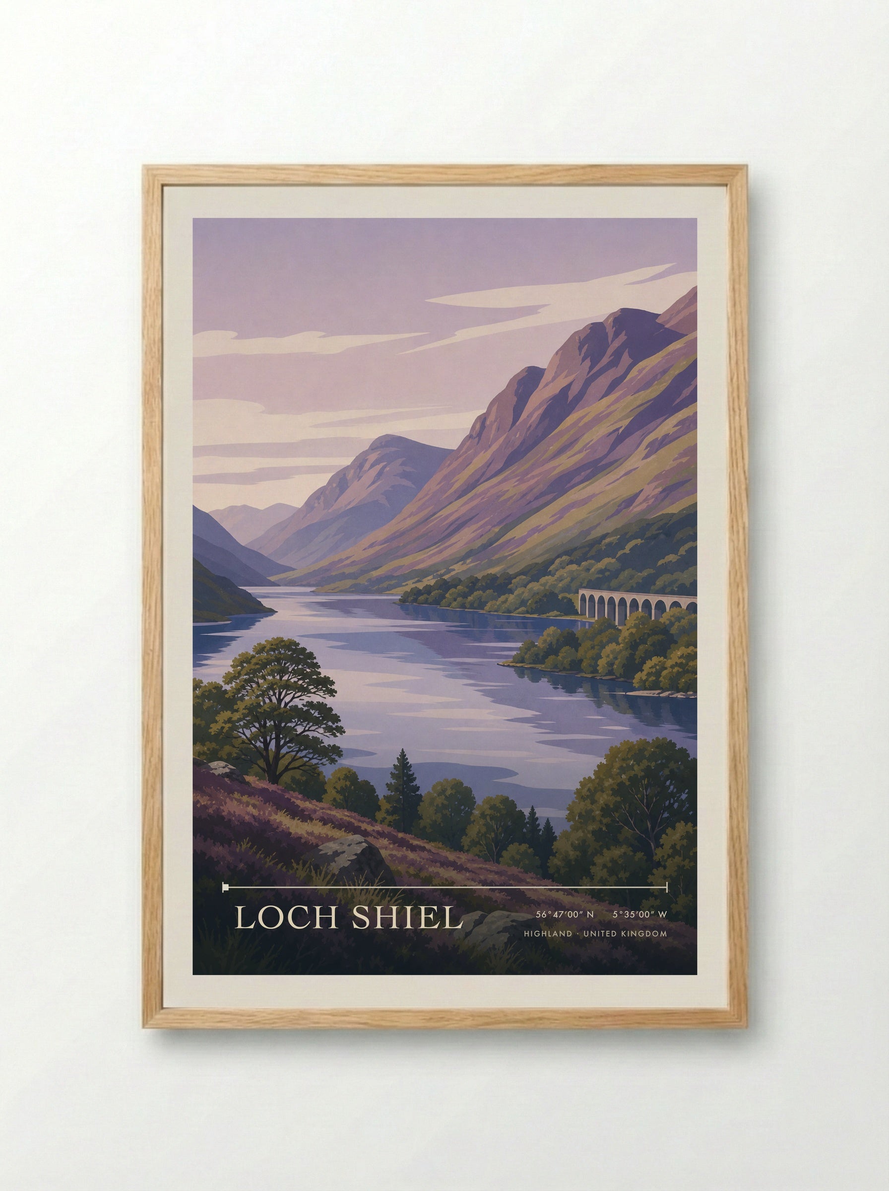 Loch Shiel Highland United Kingdom Travel Poster - Framed Print Wood