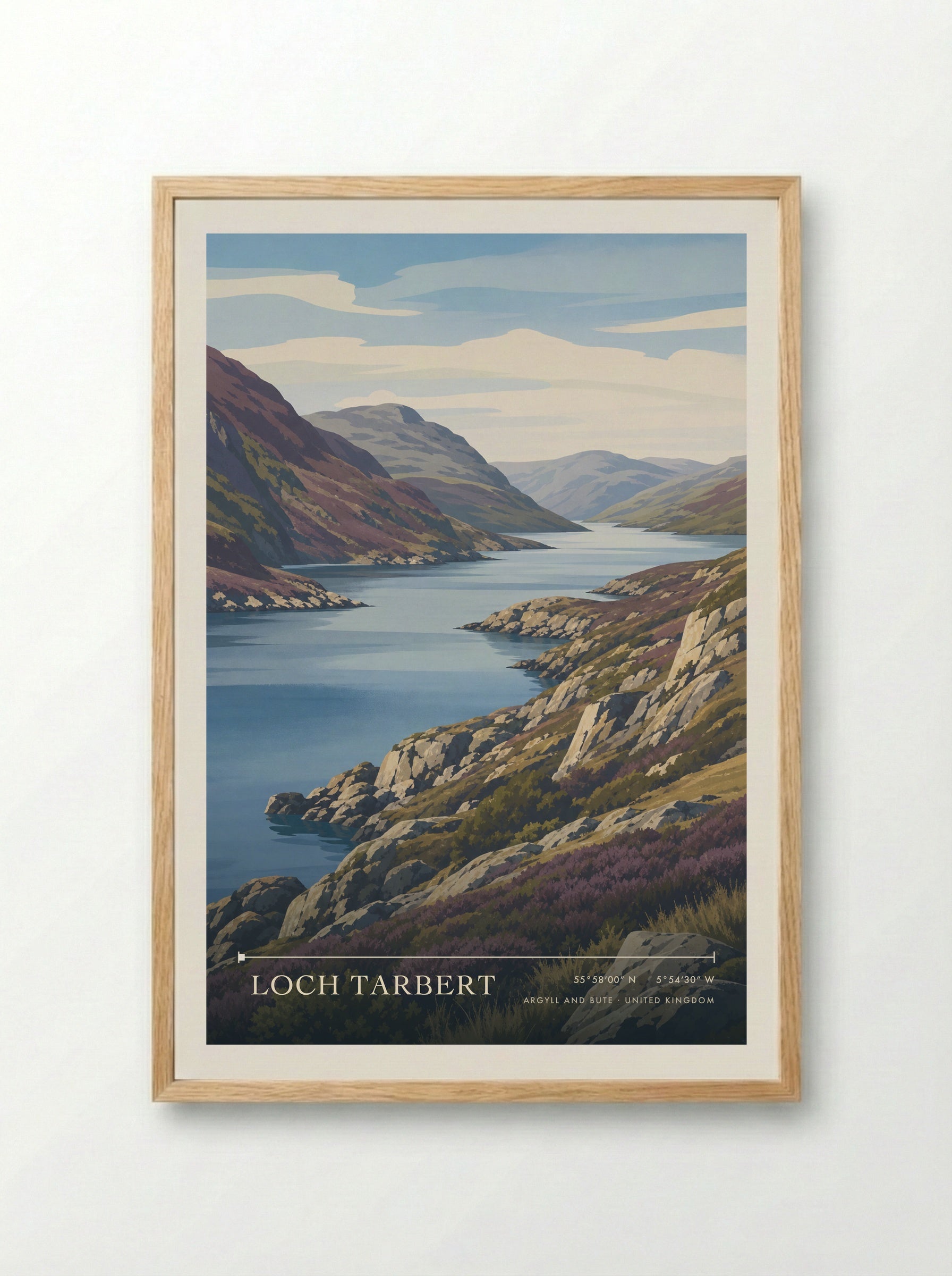 Loch Tarbert Argyll and Bute United Kingdom Travel Poster - Framed Print Wood