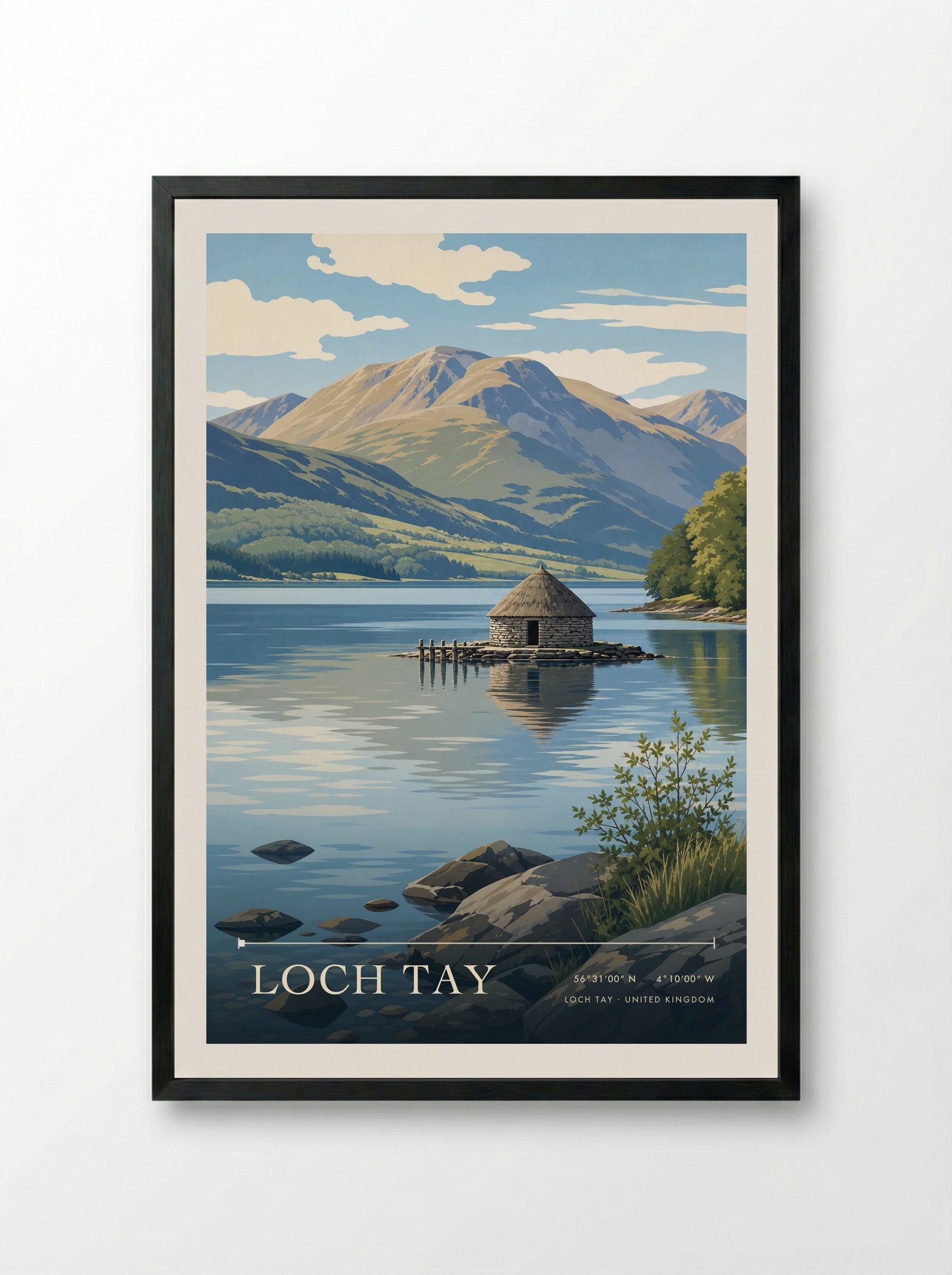 Loch Tay United Kingdom Travel Poster - Framed Print Black