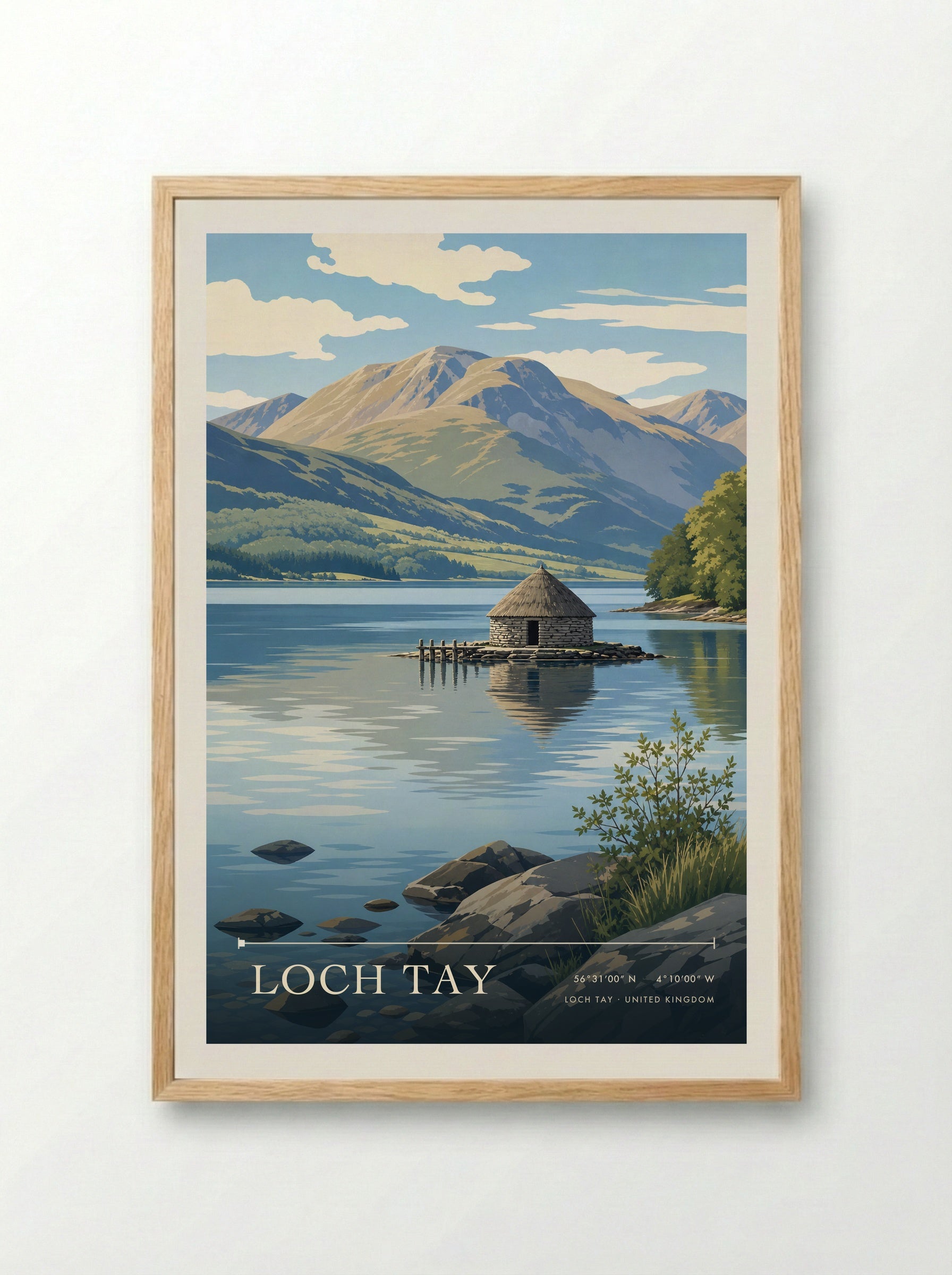 Loch Tay United Kingdom Travel Poster - Framed Print Wood