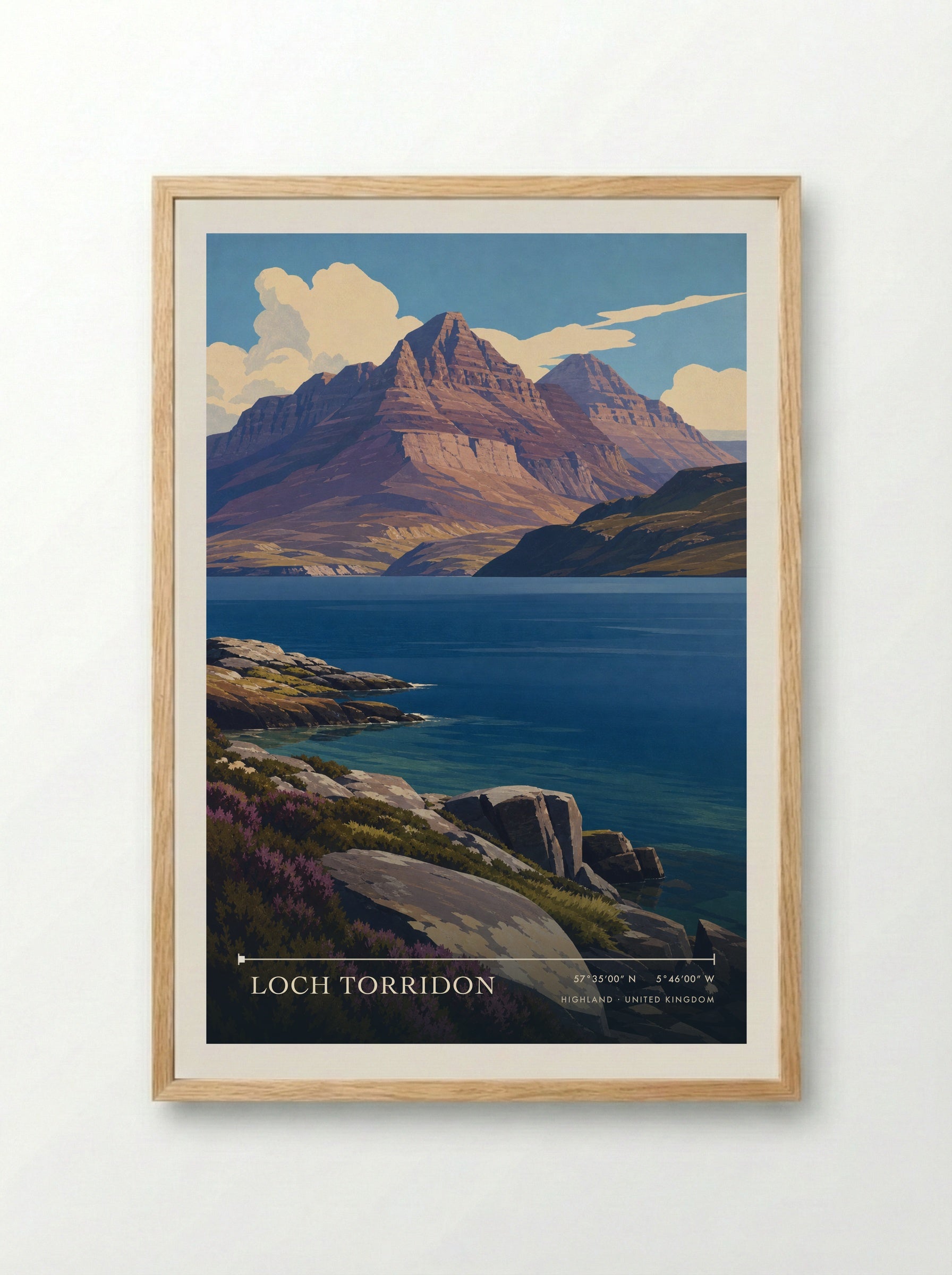 Loch Torridon Highland United Kingdom Travel Poster - Framed Print Wood