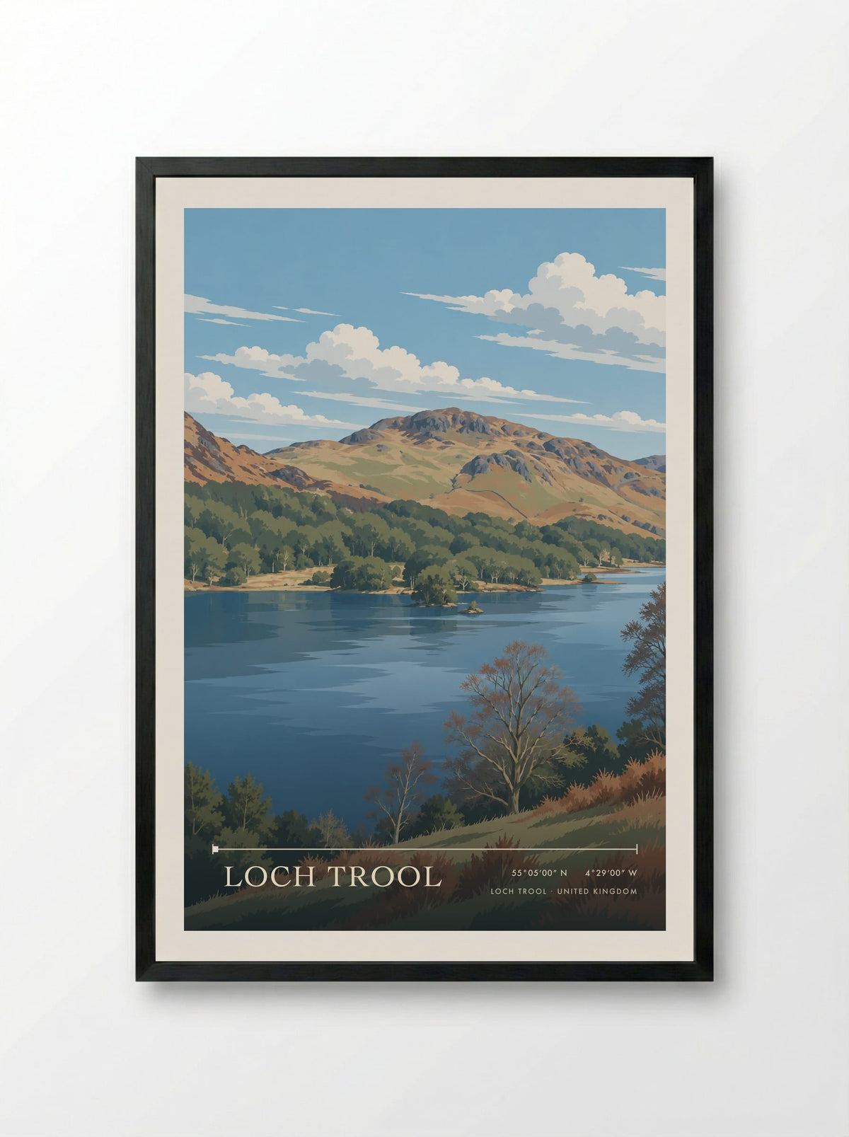Loch Trool | Travel Poster - Framed Print Black