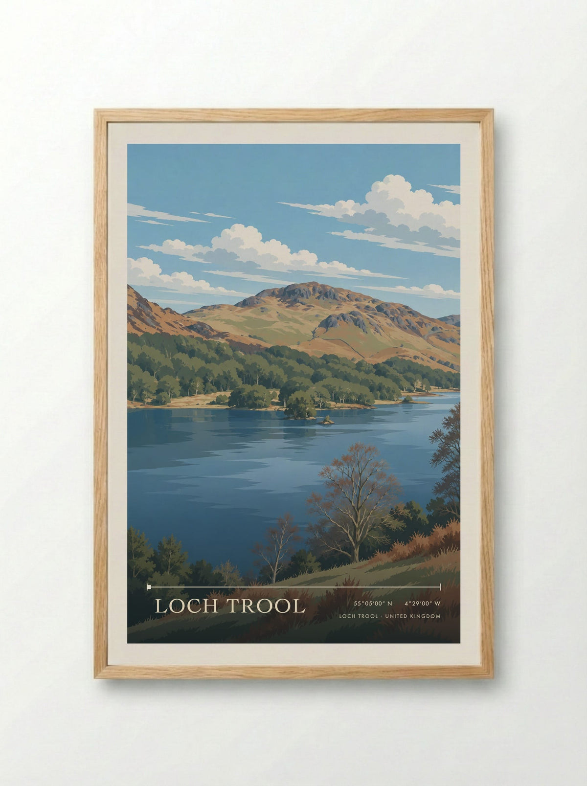Loch Trool | Travel Poster - Framed Print Wood