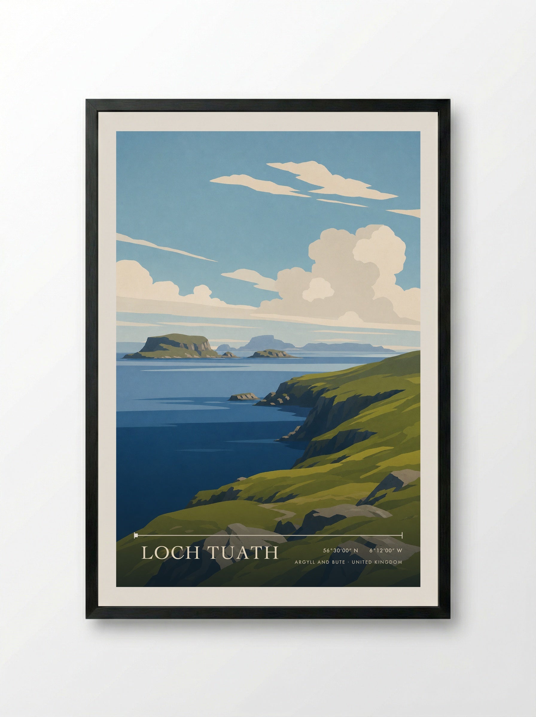 Loch Tuath Argyll and Bute United Kingdom Travel Poster - Framed Print Black