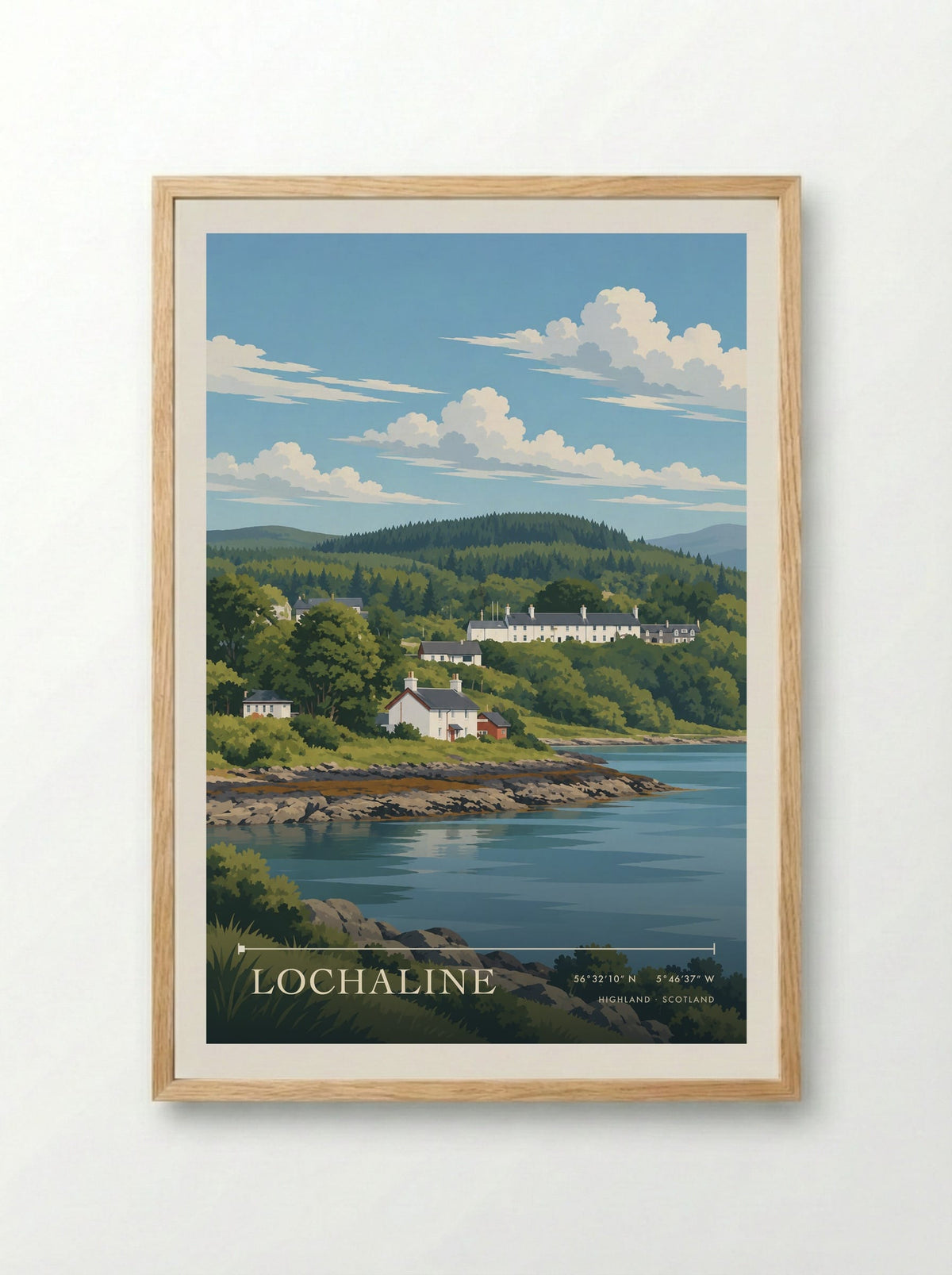 Lochaline, Highland | Travel Poster - Framed Print Wood