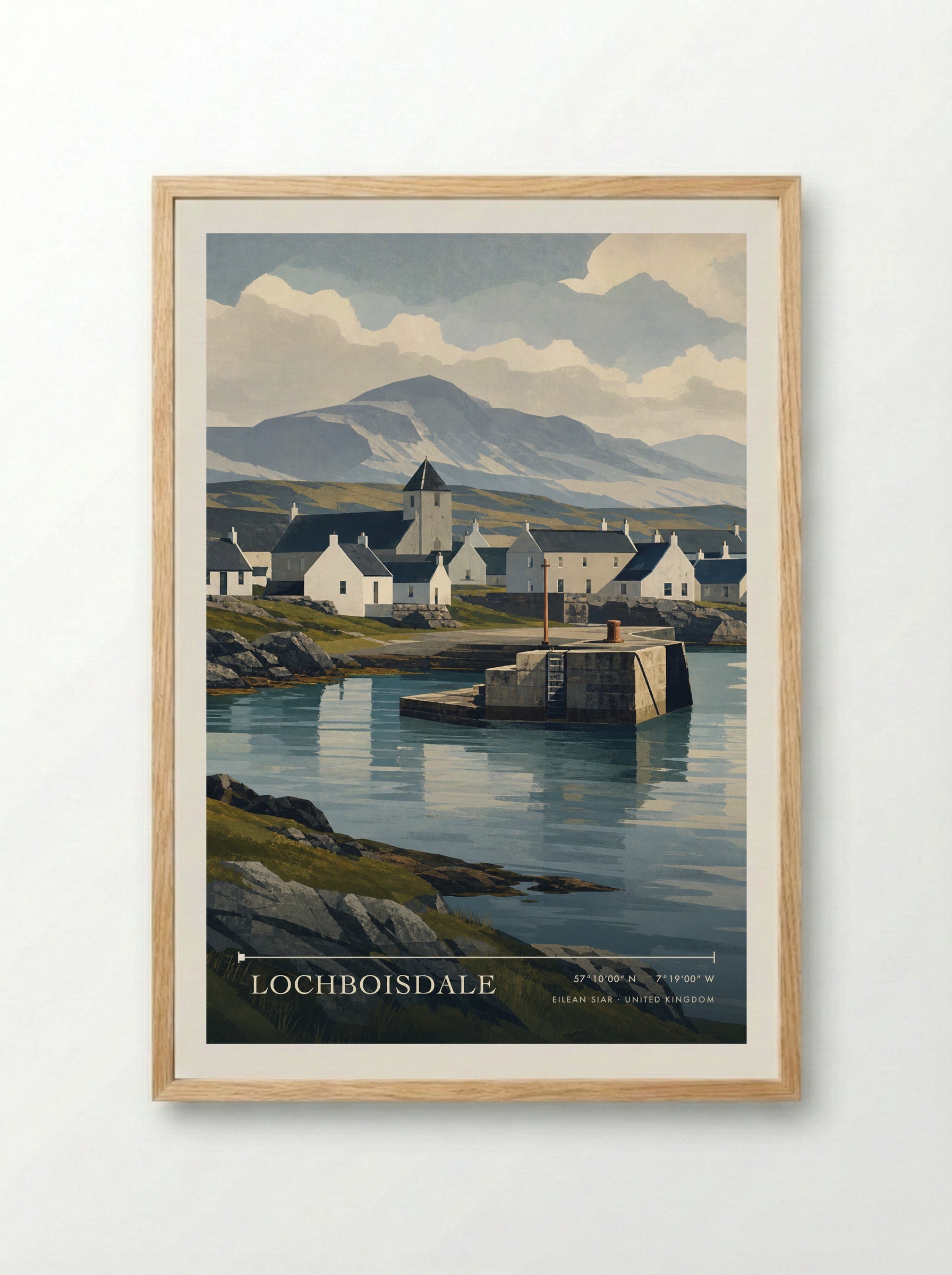 Lochboisdale Eilean Siar United Kingdom Travel Poster - Framed Print Wood